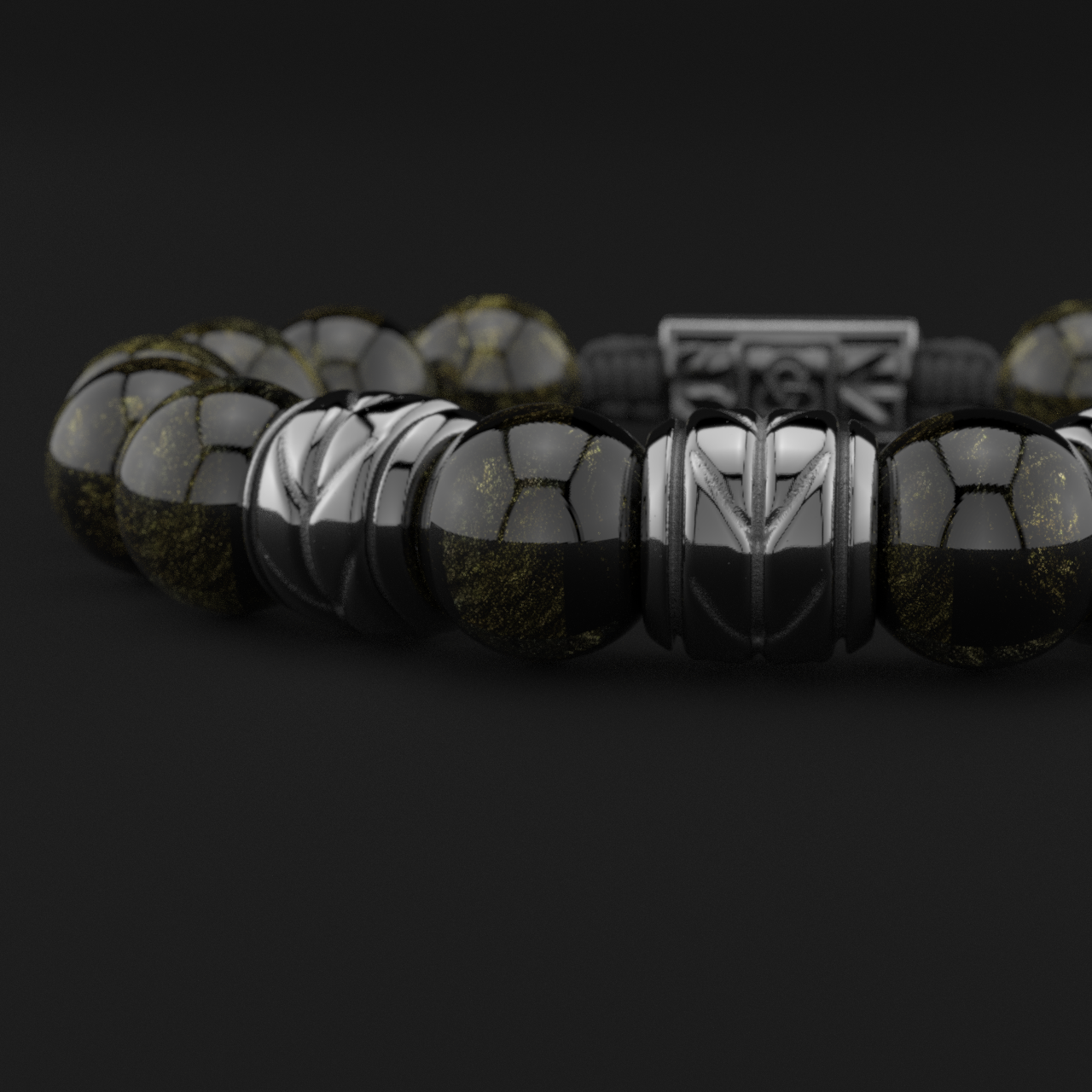 Obsidian Bracelet 12mm | Woven