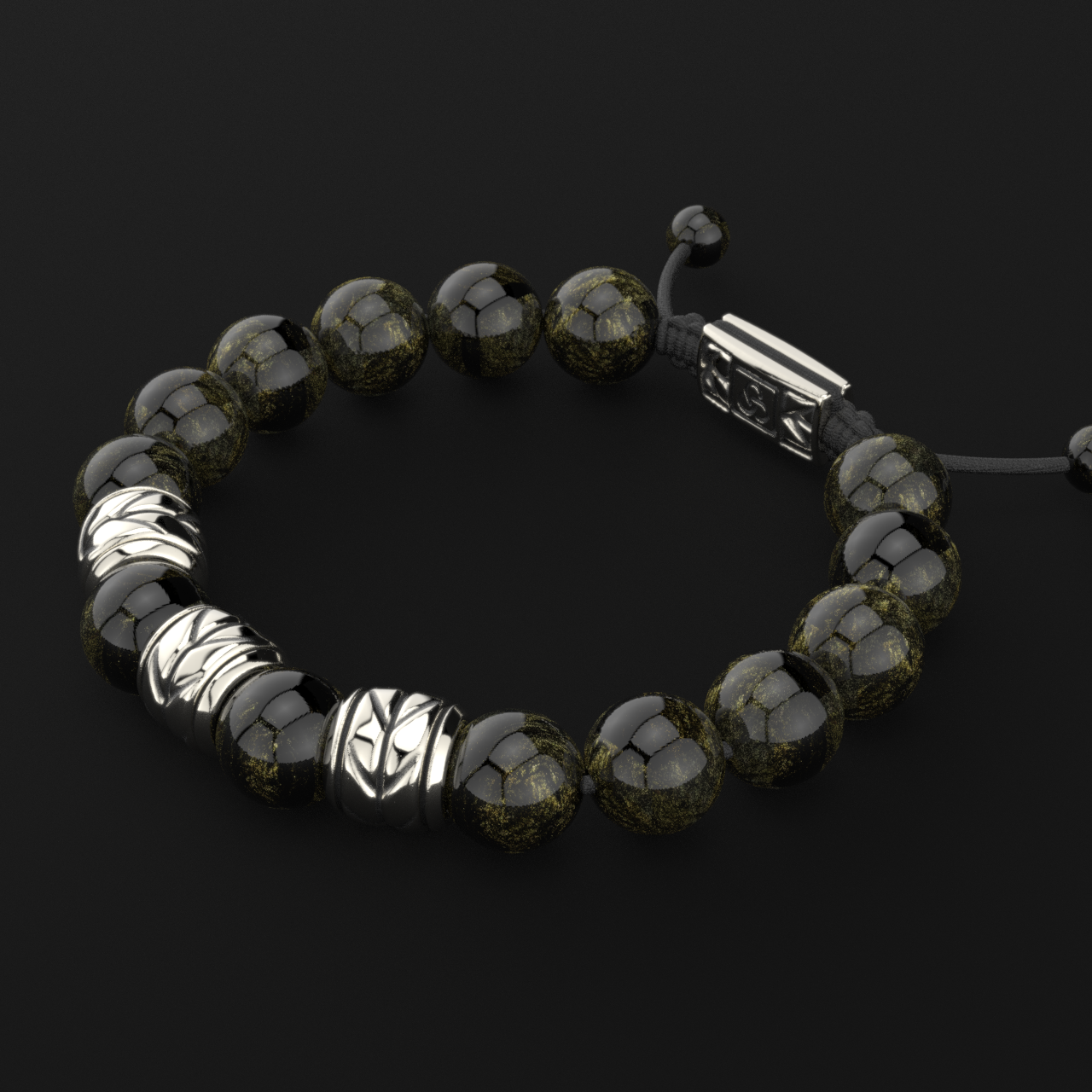 Obsidian Bracelet 12mm | Woven