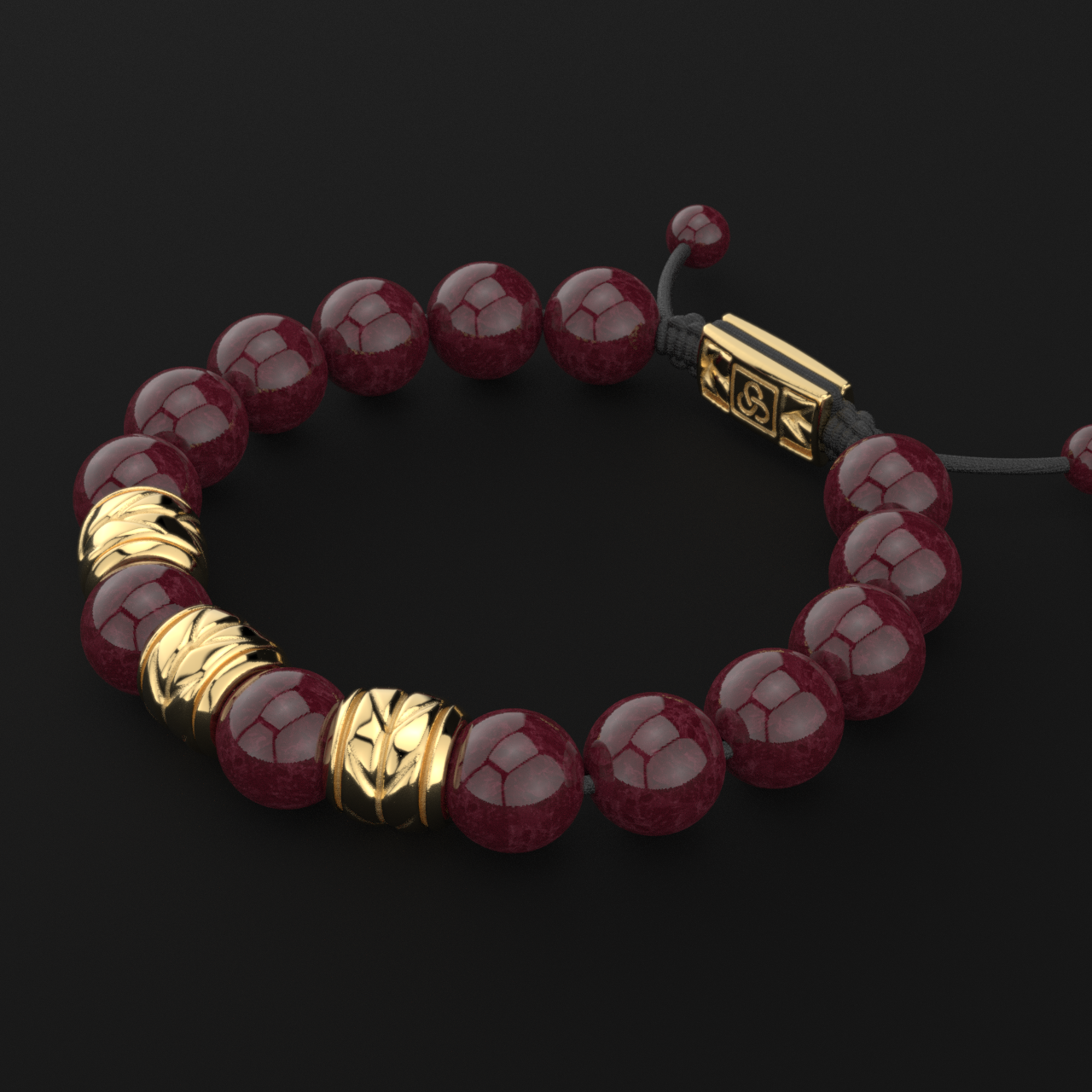 Red Garnet Bracelet 12mm | Woven