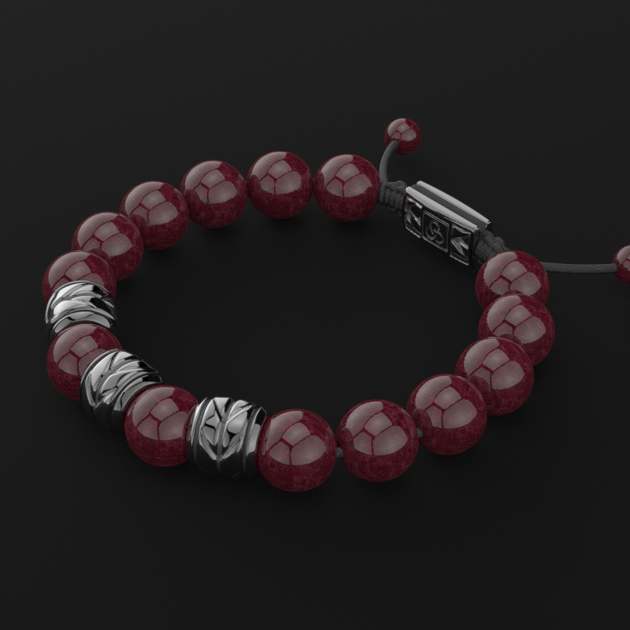 Red Garnet Bracelet 12mm | Woven