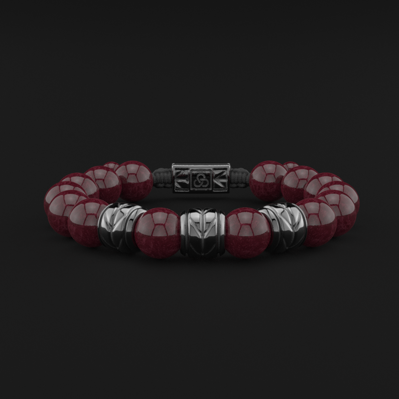 Red Garnet Bracelet 12mm | Woven