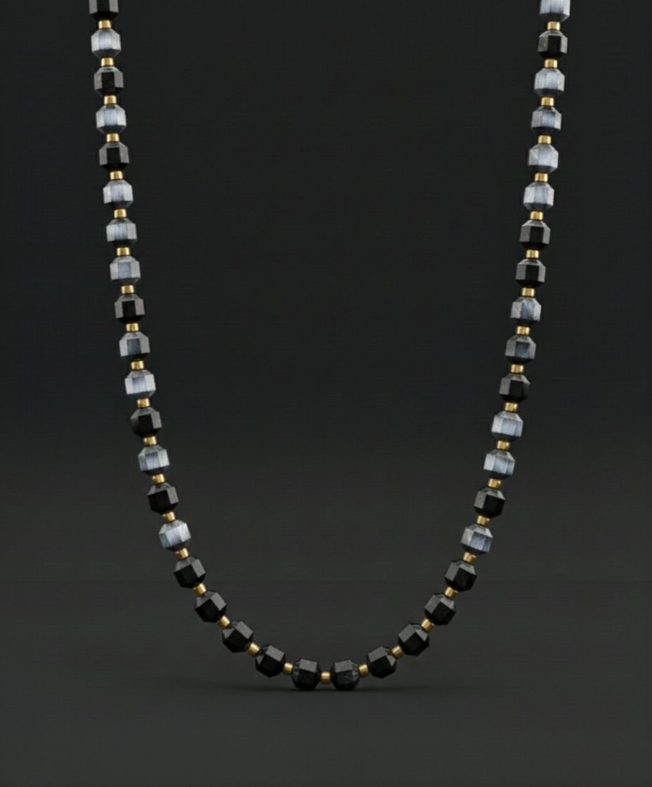 Silver Obsidian Necklace 5mm | Kubic