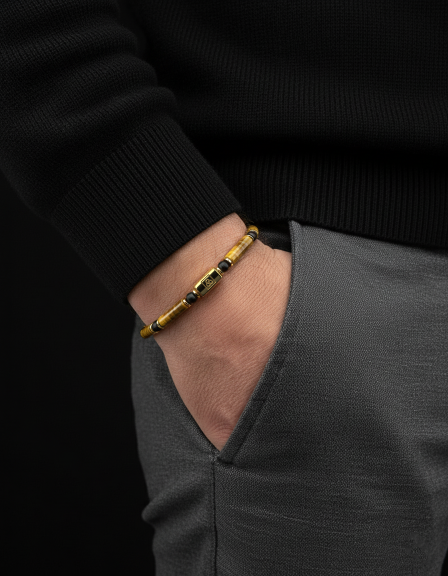 Tiger Eye + Onyx Matte Bracelet 4mm | PIPE