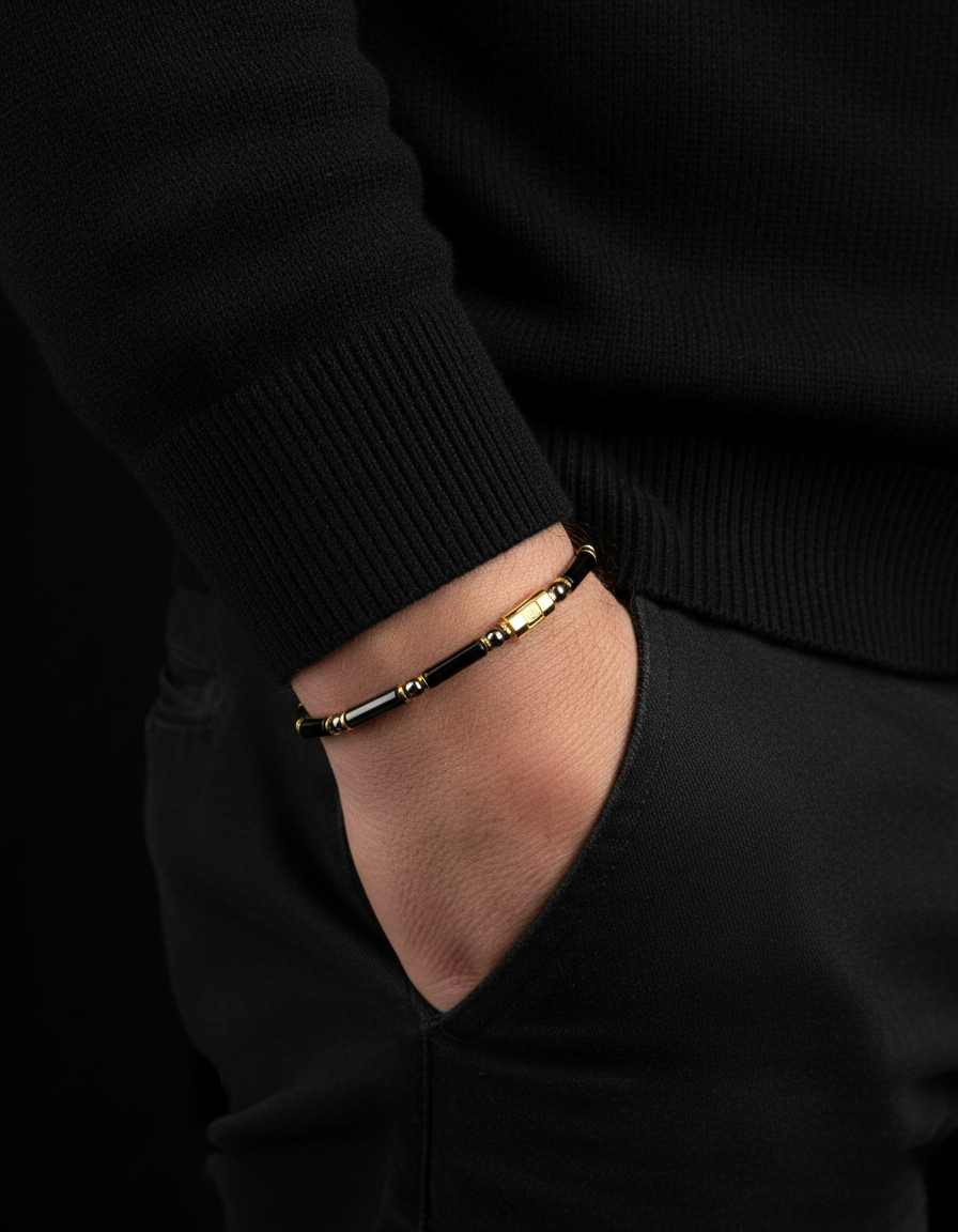 Onyx + Hematite Bracelet 4mm | PIPE