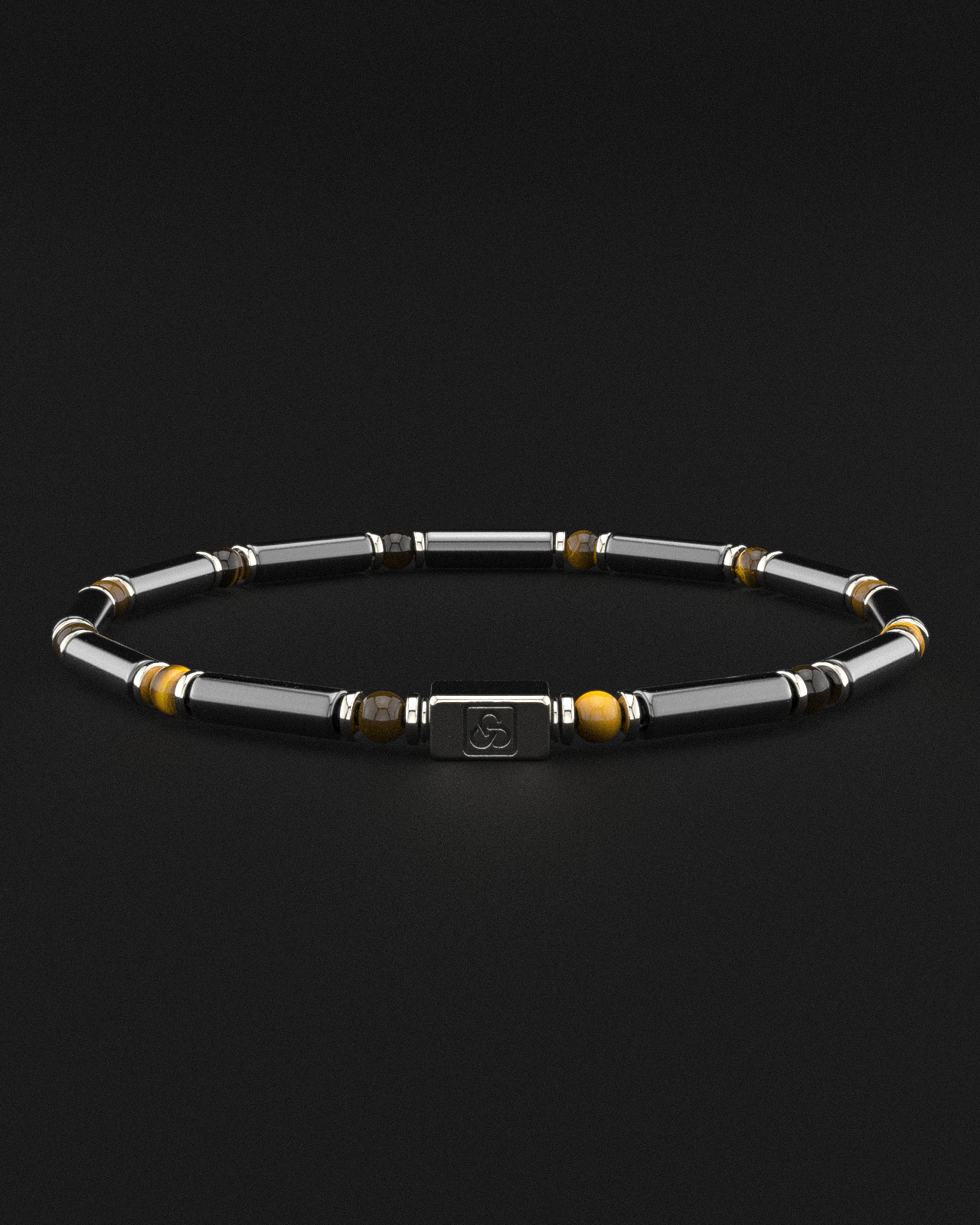 Hematite + Tiger Eye Bracelet Pipe | Spacer