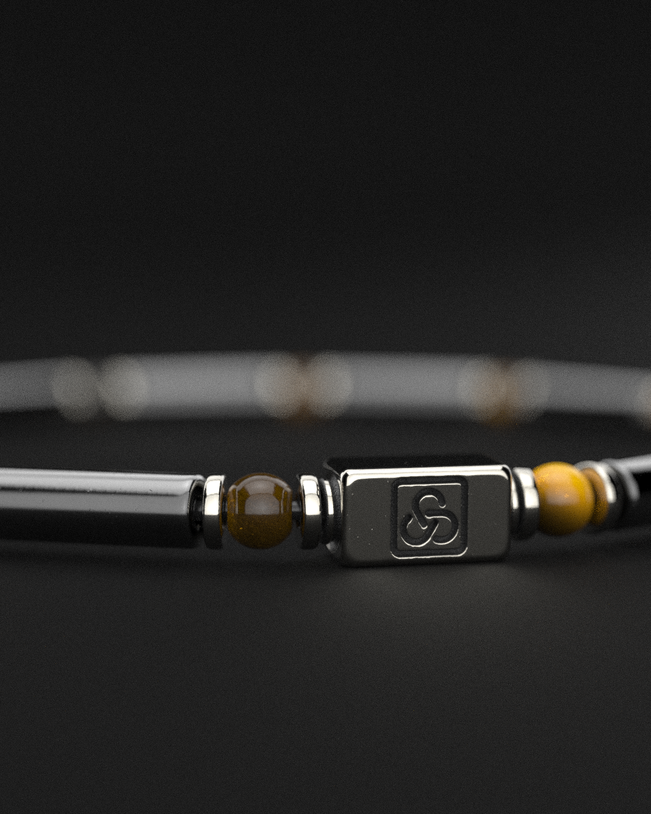 Hematite + Tiger Eye Bracelet Pipe | Spacer