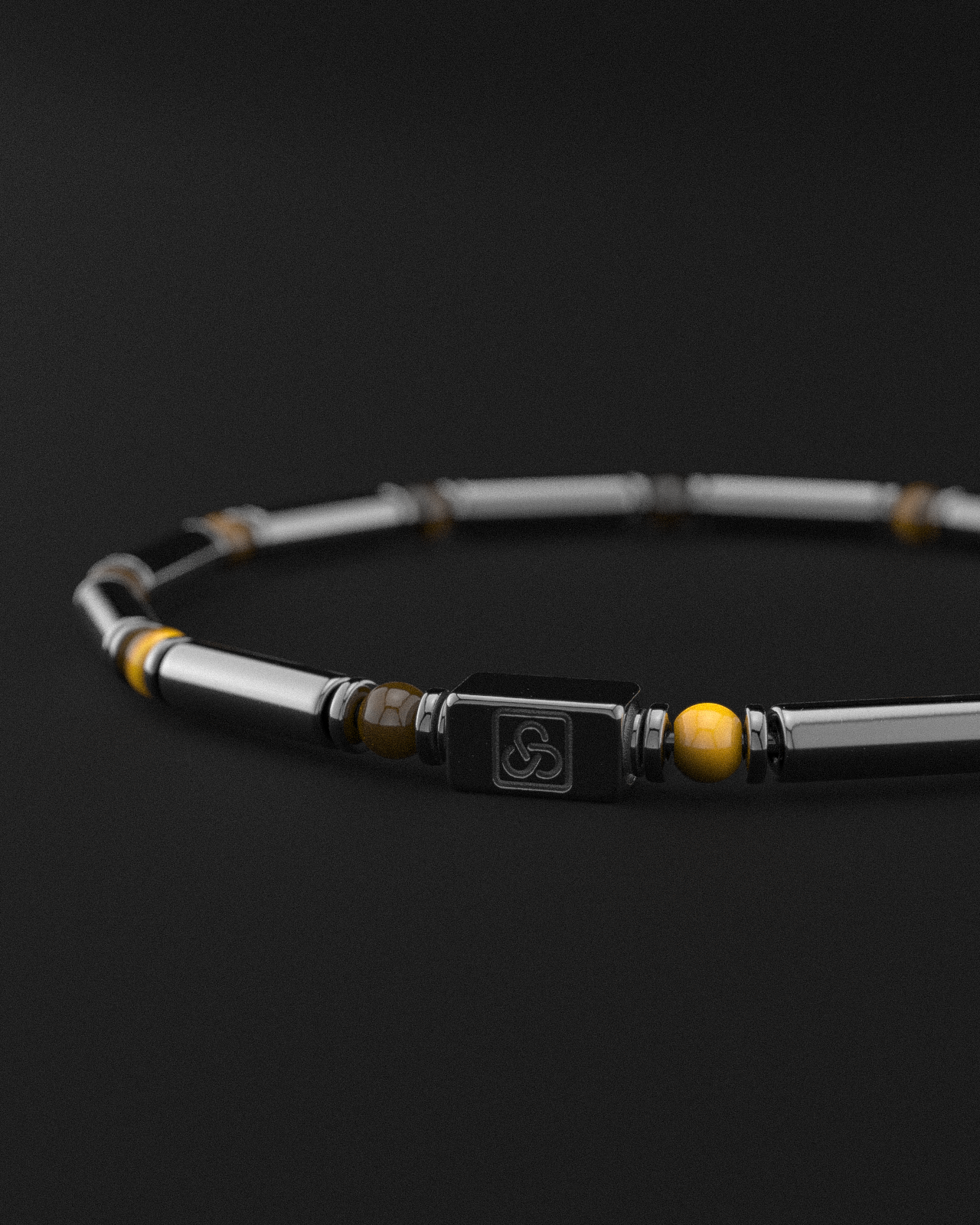 Hematite + Tiger Eye Bracelet Pipe | Spacer