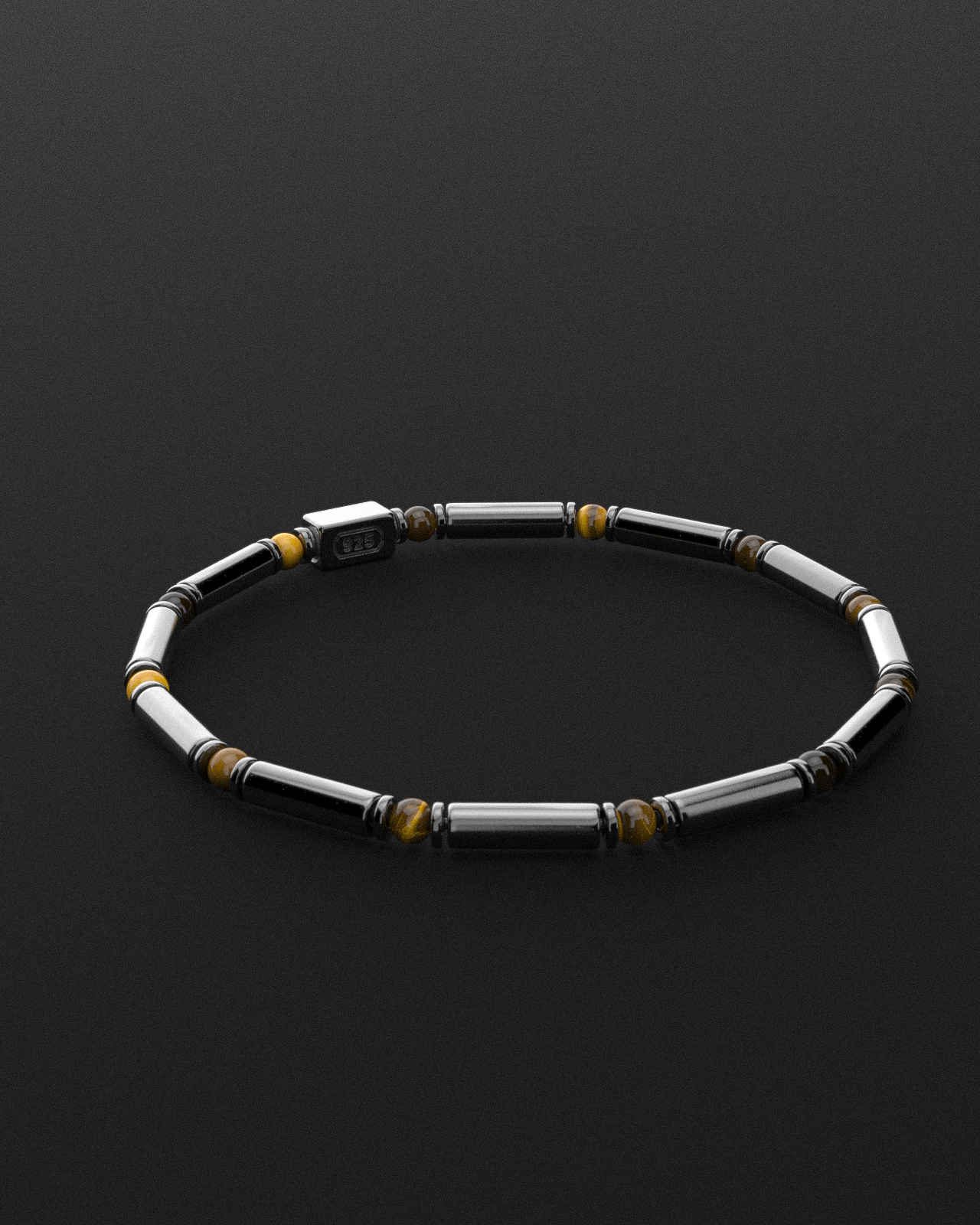 Hematite + Tiger Eye Bracelet Pipe | Spacer