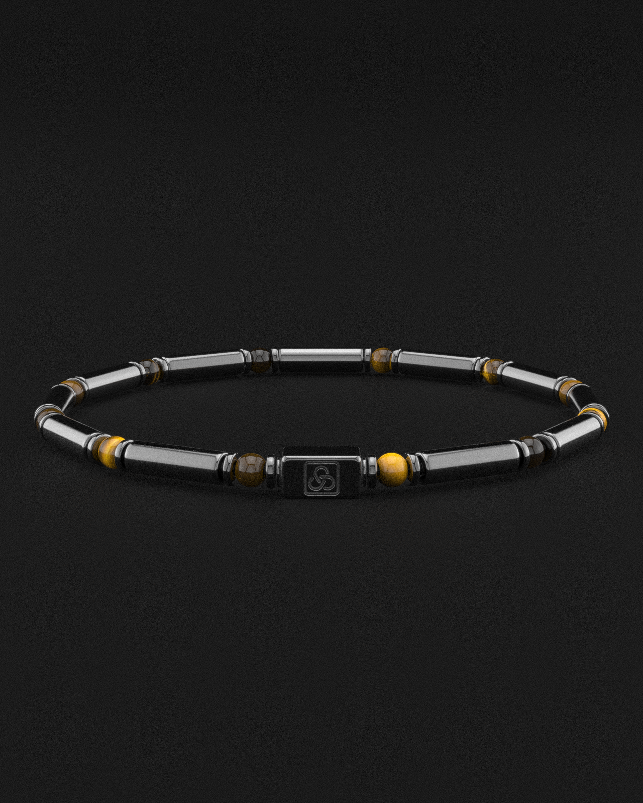 Hematite + Tiger Eye Bracelet Pipe | Spacer