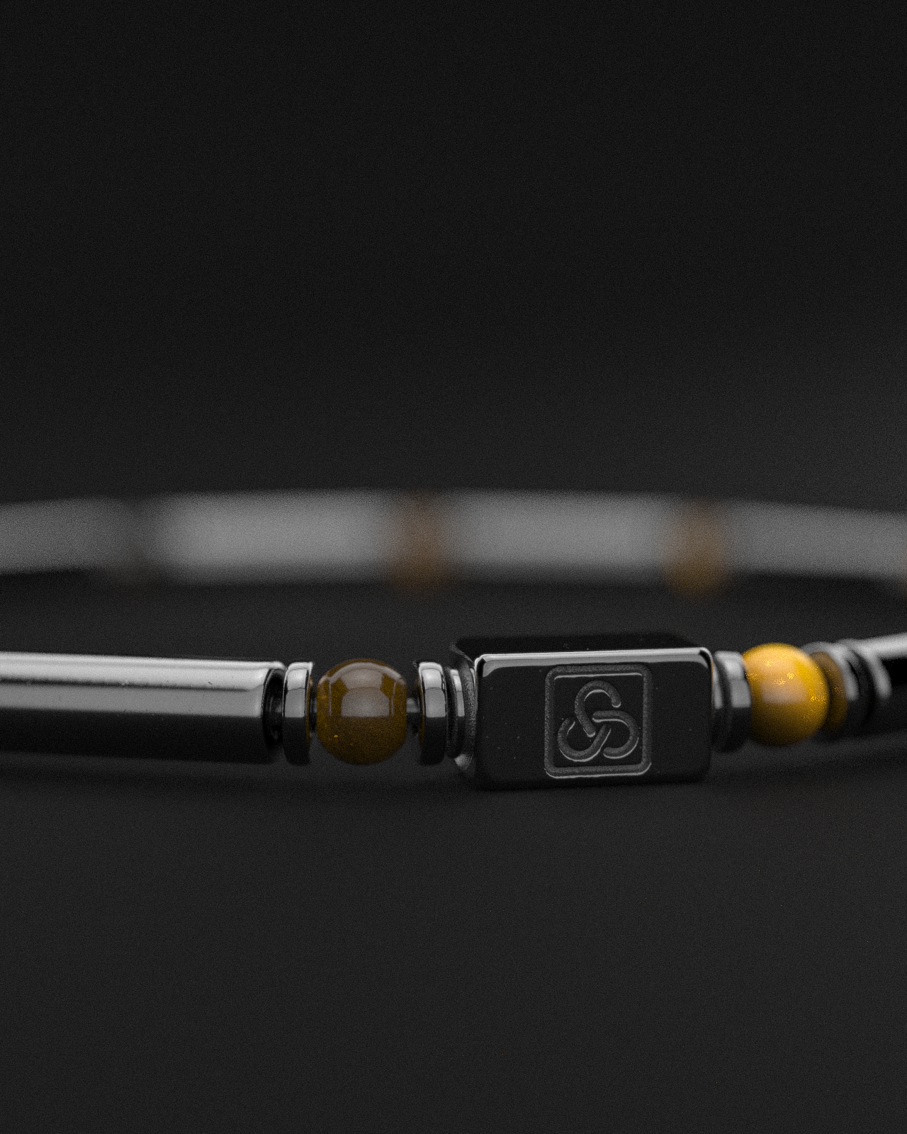 Hematite + Tiger Eye Bracelet Pipe | Spacer