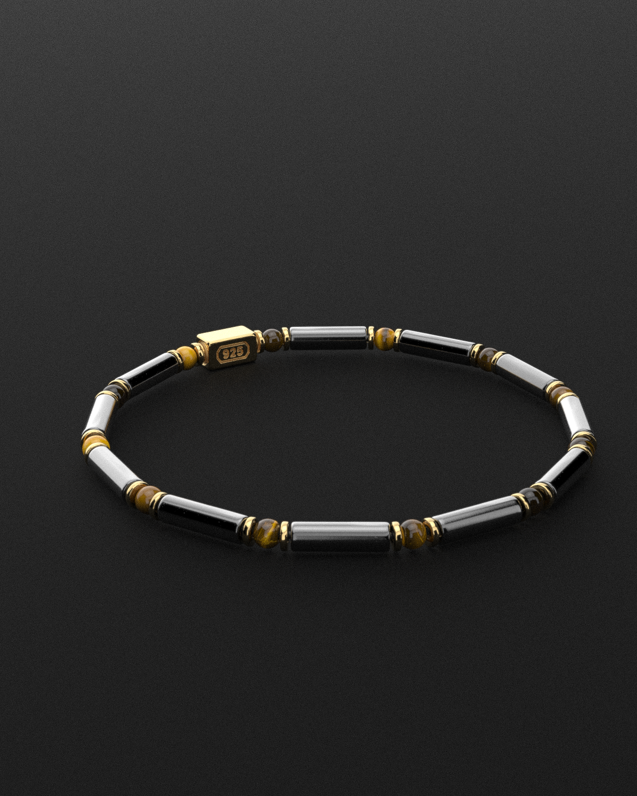 Hematite + Tiger Eye Bracelet Pipe | Spacer