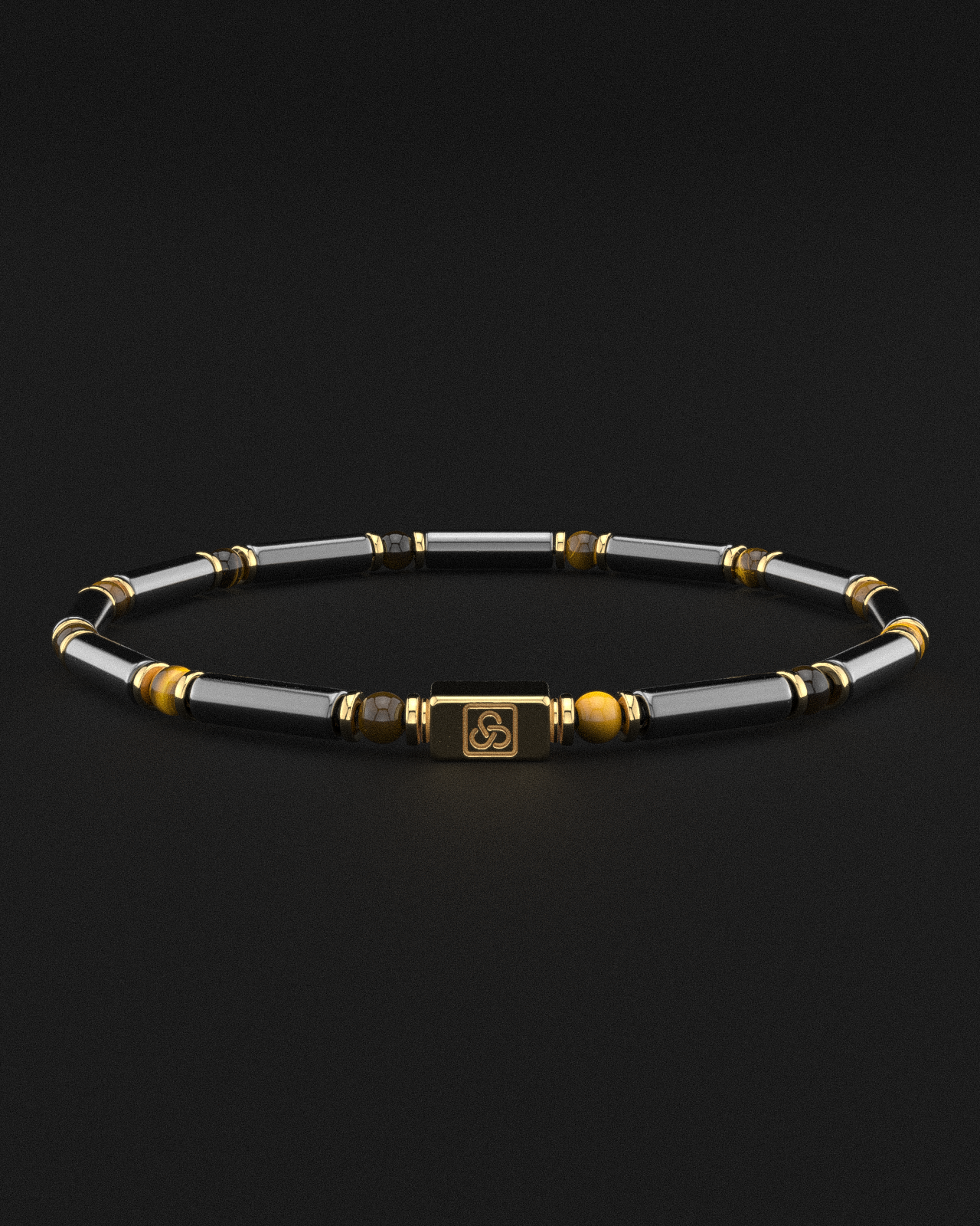 Hematite + Tiger Eye Bracelet Pipe | Spacer