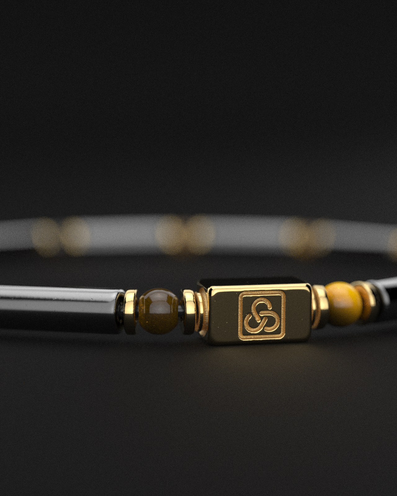 Hematite + Tiger Eye Bracelet Pipe | Spacer