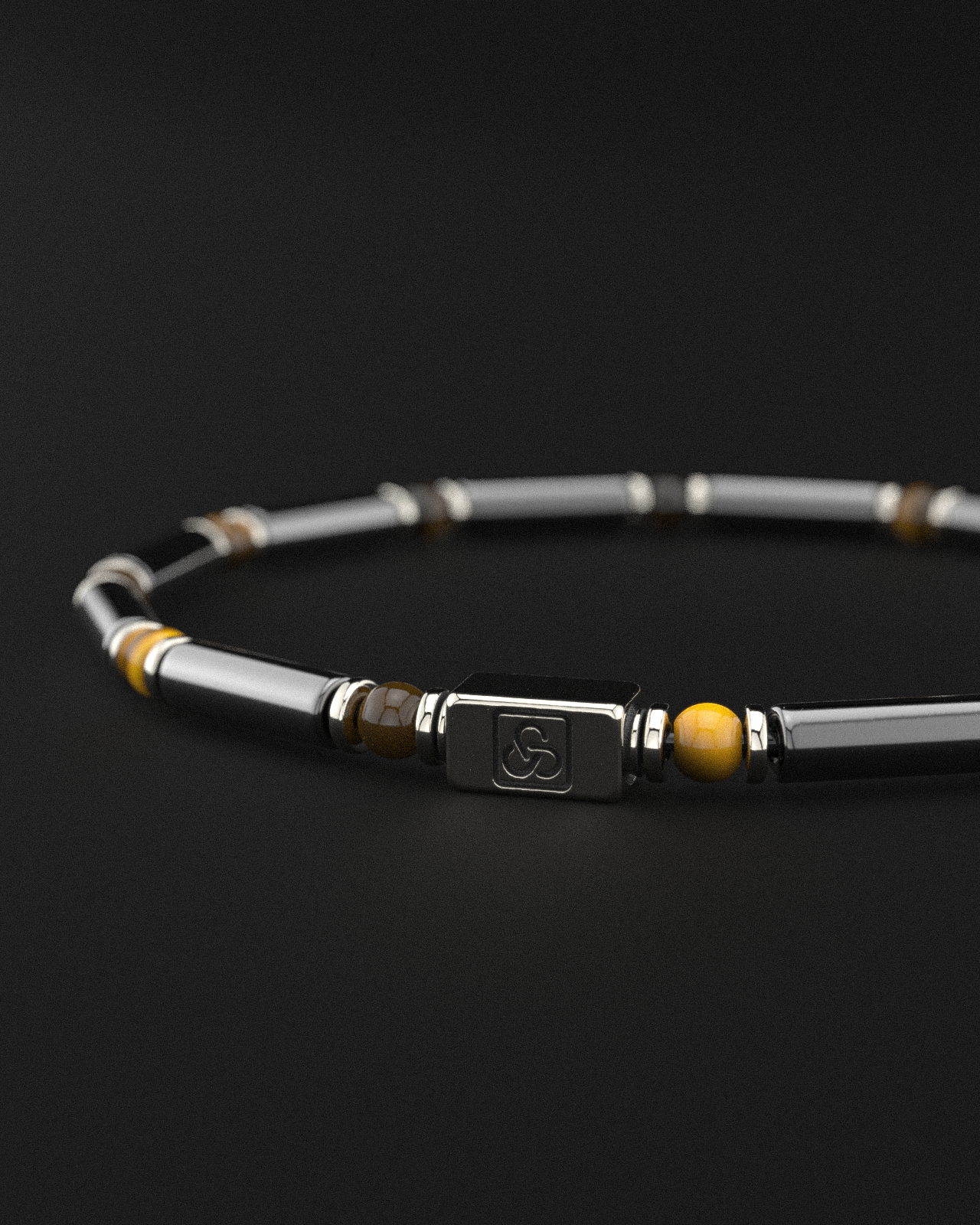 Hematite + Tiger Eye Bracelet Pipe | Spacer