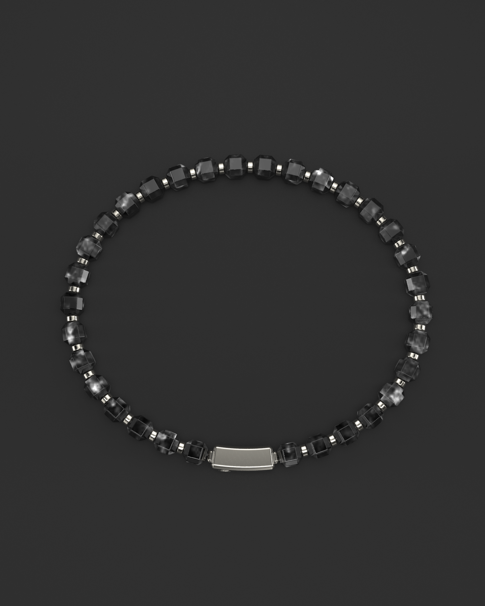 Silver Obsidian Bracelet 5mm | Kubic