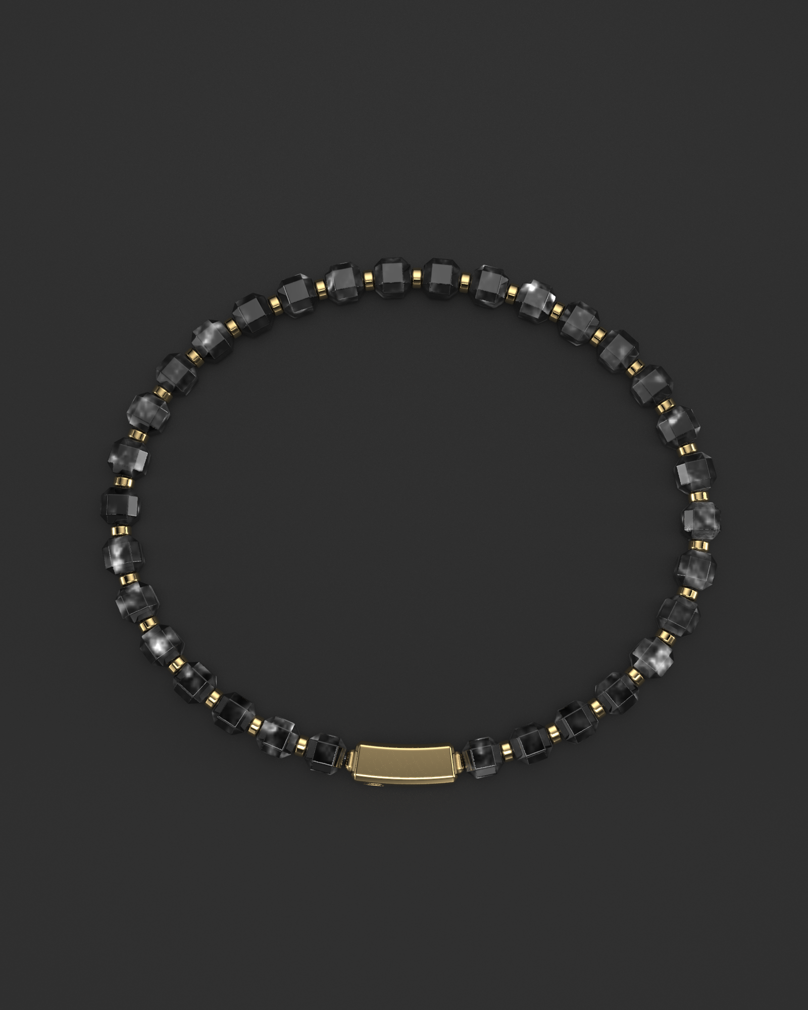 Silver Obsidian Bracelet 5mm | Kubic