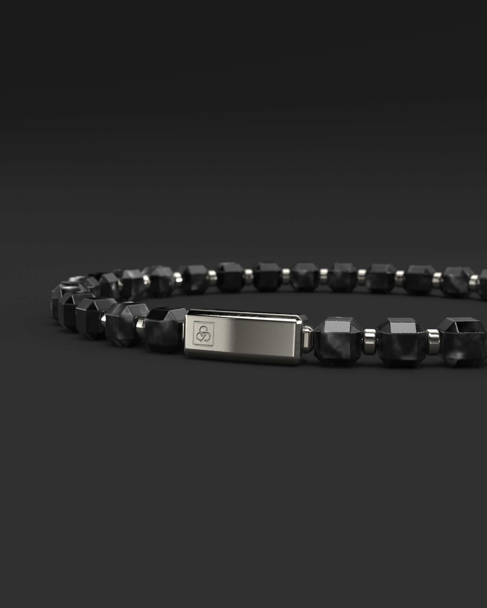 Silver Obsidian Bracelet 5mm | Kubic