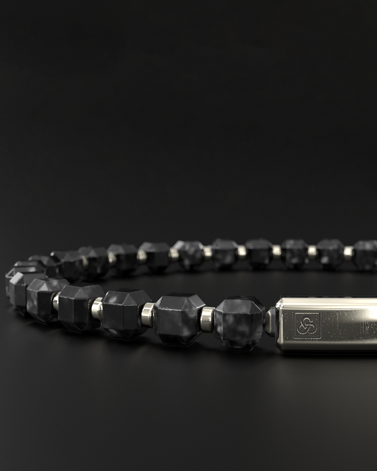Silver Obsidian Bracelet 5mm | Kubic