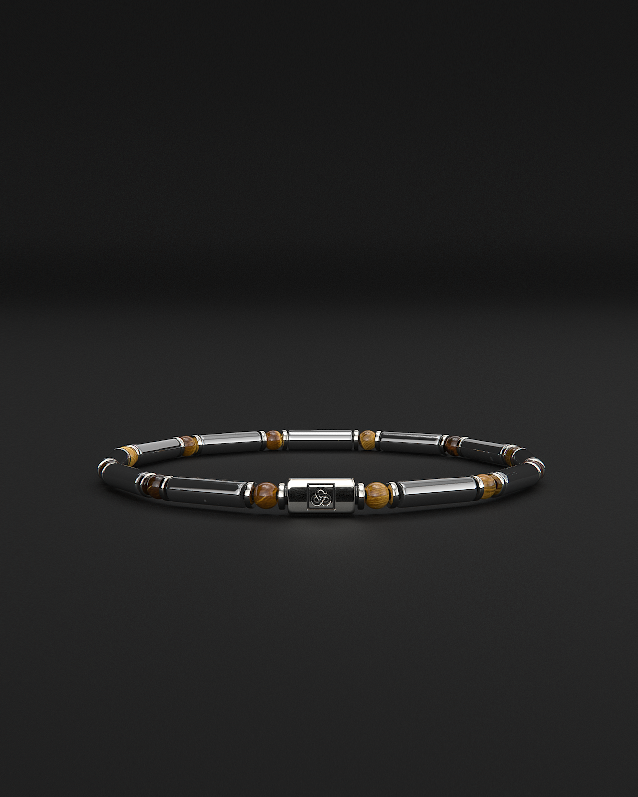 Pipa per bracciale in ematite + occhio di tigre | Distanziatore