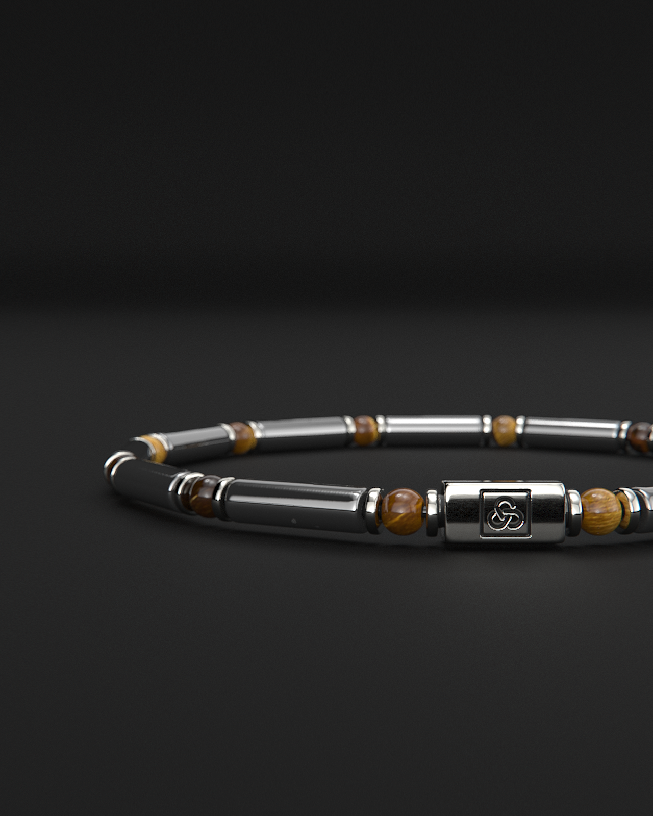 Pipa per bracciale in ematite + occhio di tigre | Distanziatore