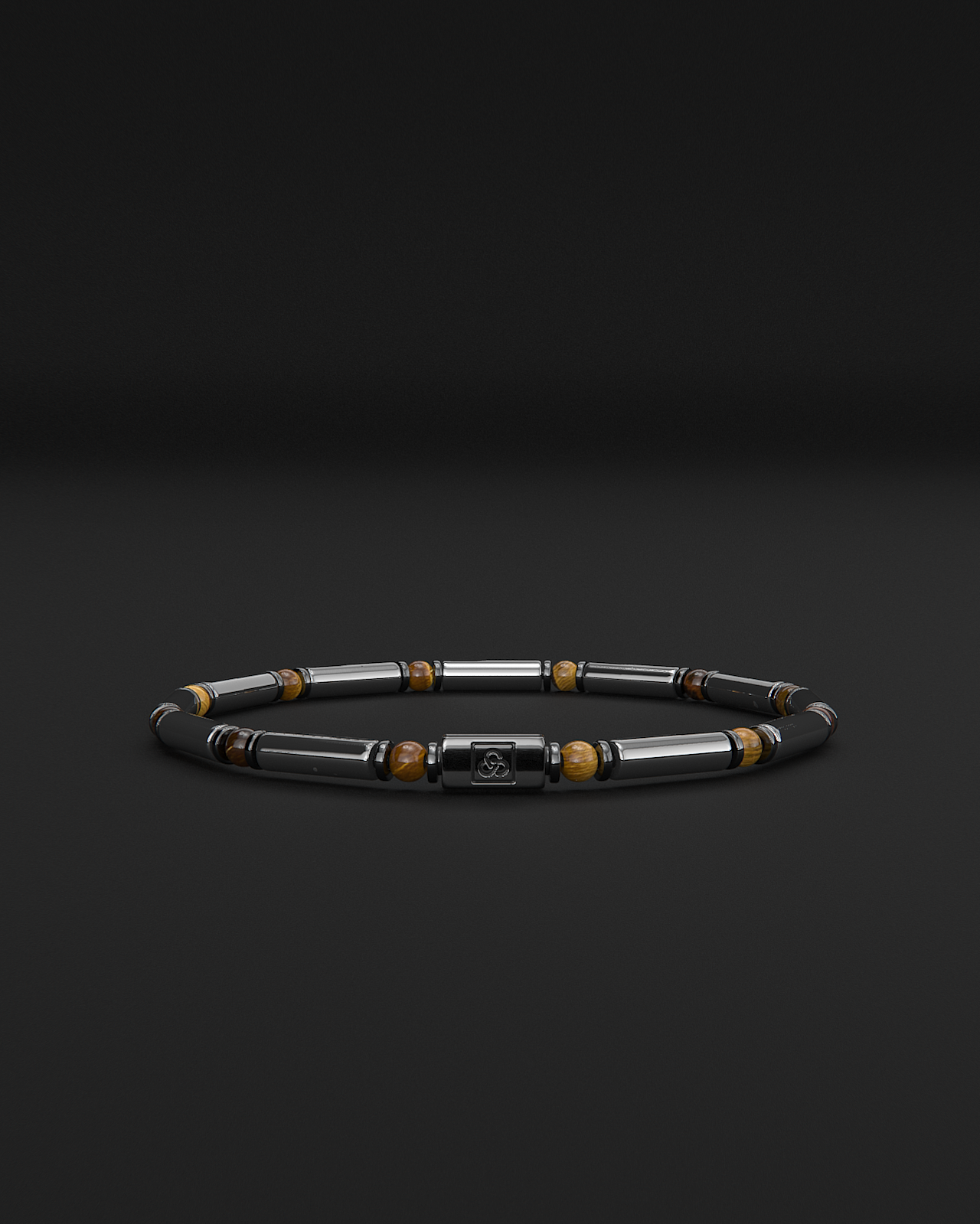 Pipa per bracciale in ematite + occhio di tigre | Distanziatore