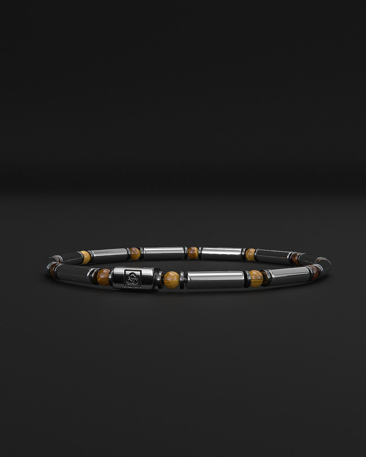 Pipa per bracciale in ematite + occhio di tigre | Distanziatore