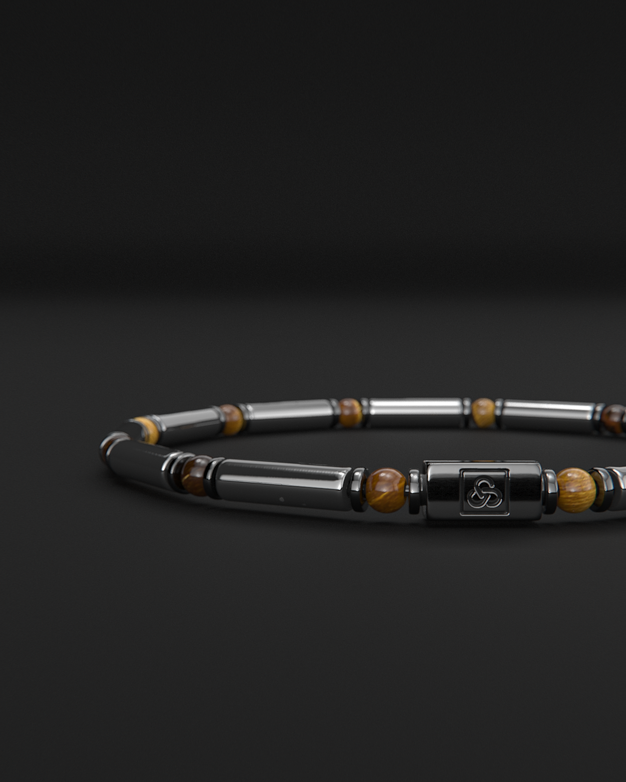 Pipa per bracciale in ematite + occhio di tigre | Distanziatore