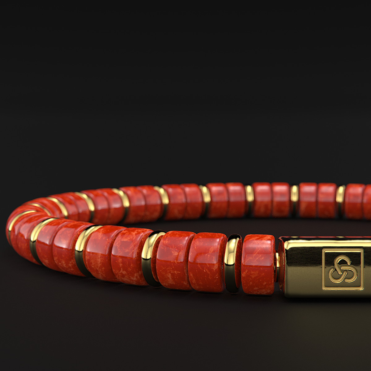 uioe ブレスレット レッド M Red Jade Men's Bracelet | Spacer #2 Collection | Seekers Men's Jewelry