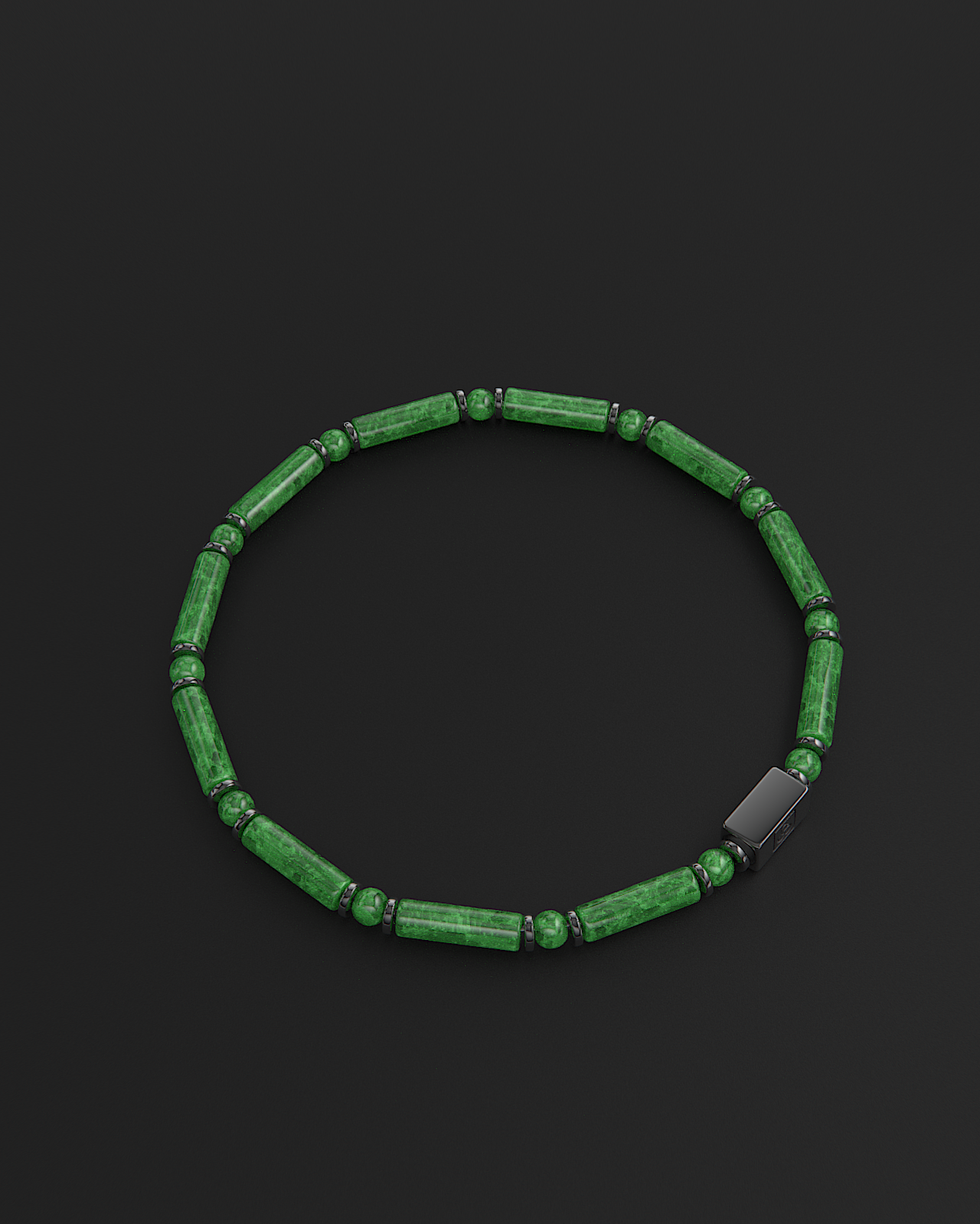 Pulsera de esmeralda y broncita de 4 mm | TUBO