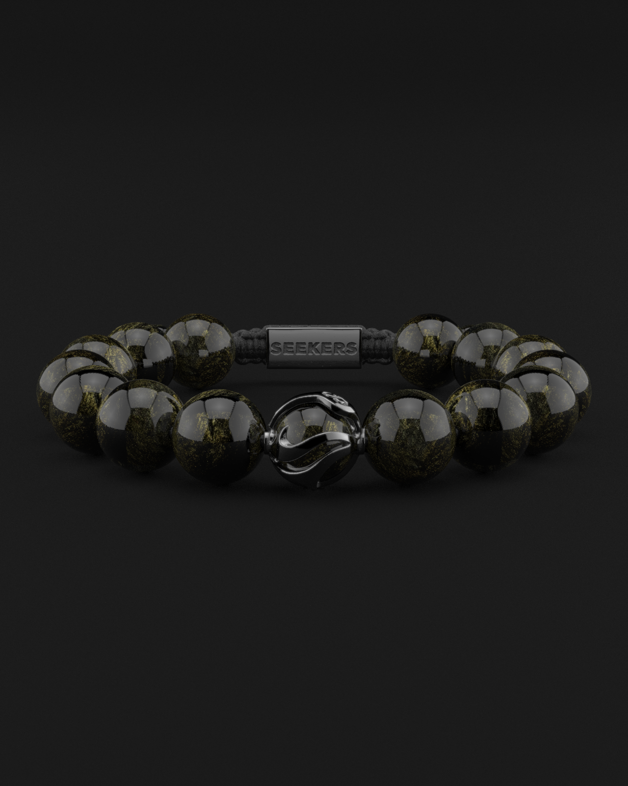 Obsidian Bracelet 12mm | Waves