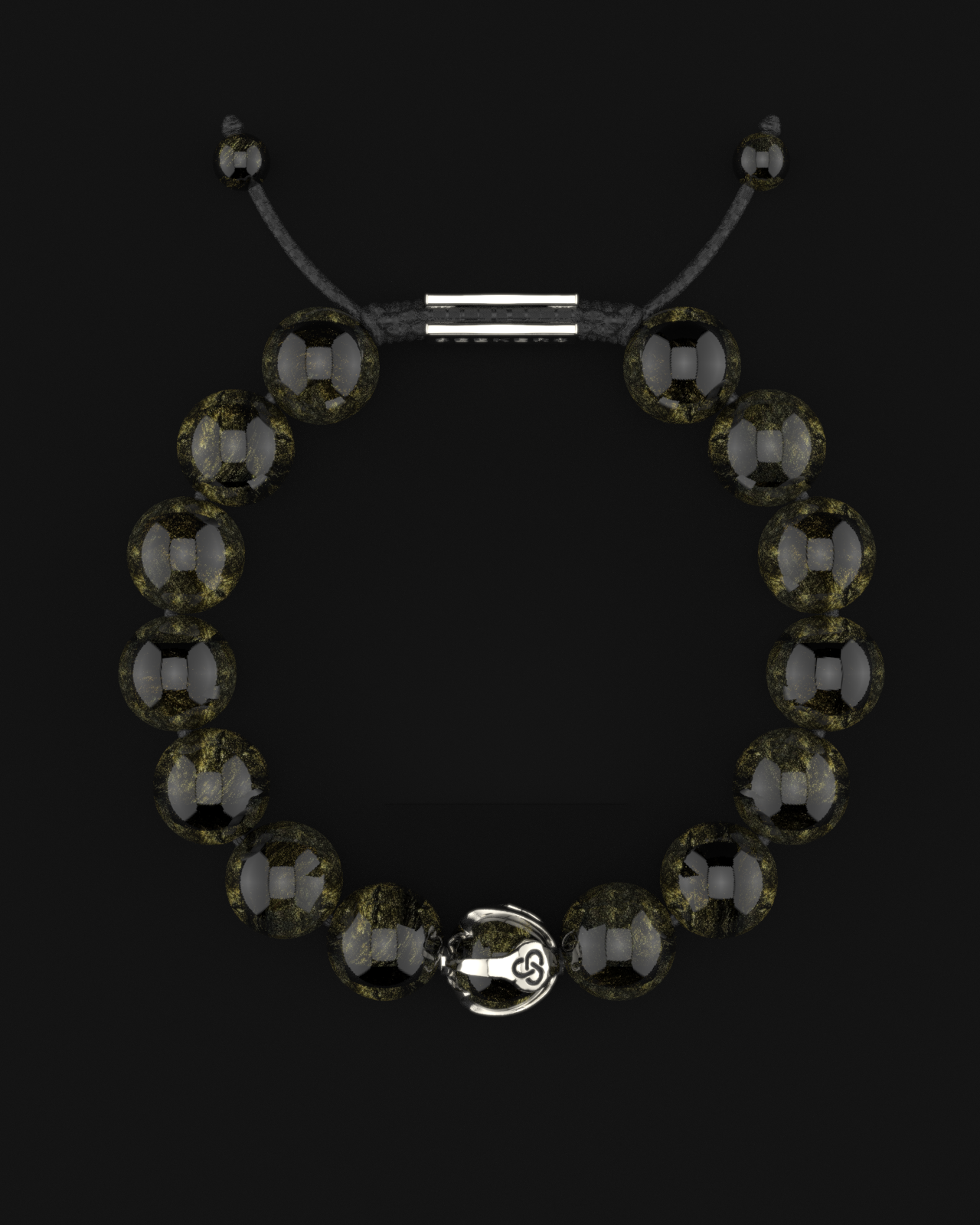 Obsidian Bracelet 12mm | Waves