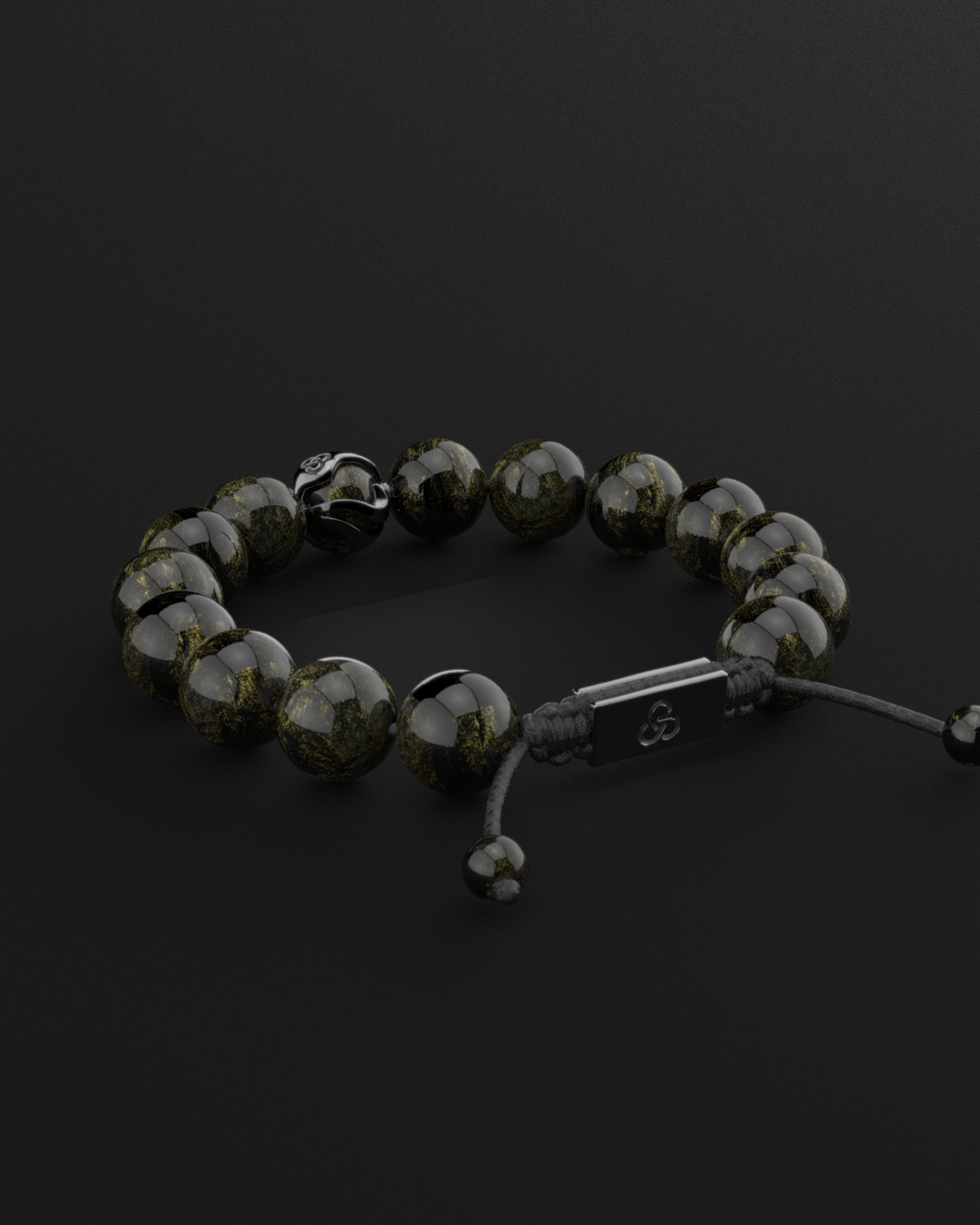 Obsidian Bracelet 12mm | Waves