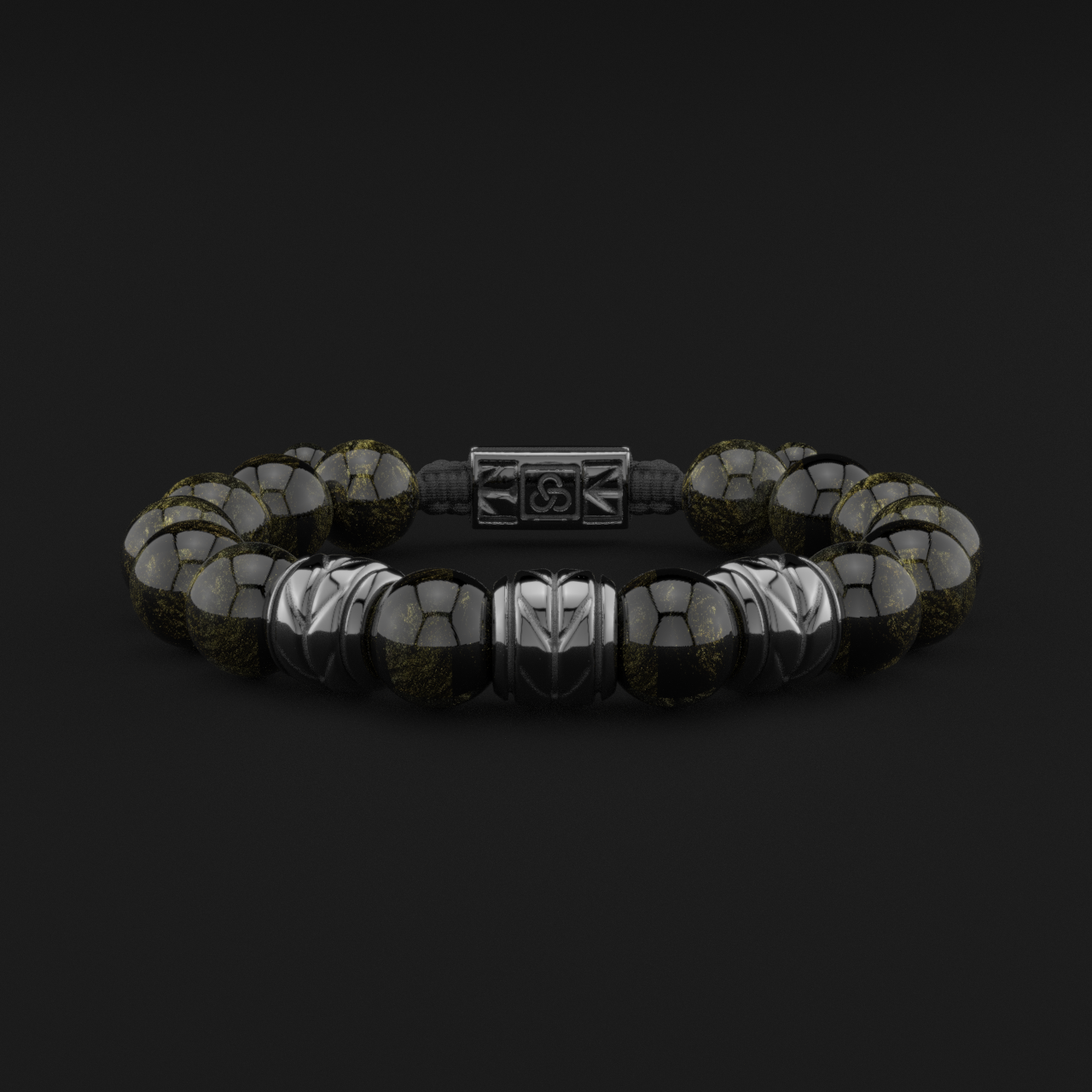 Obsidian Bracelet 12mm | Woven