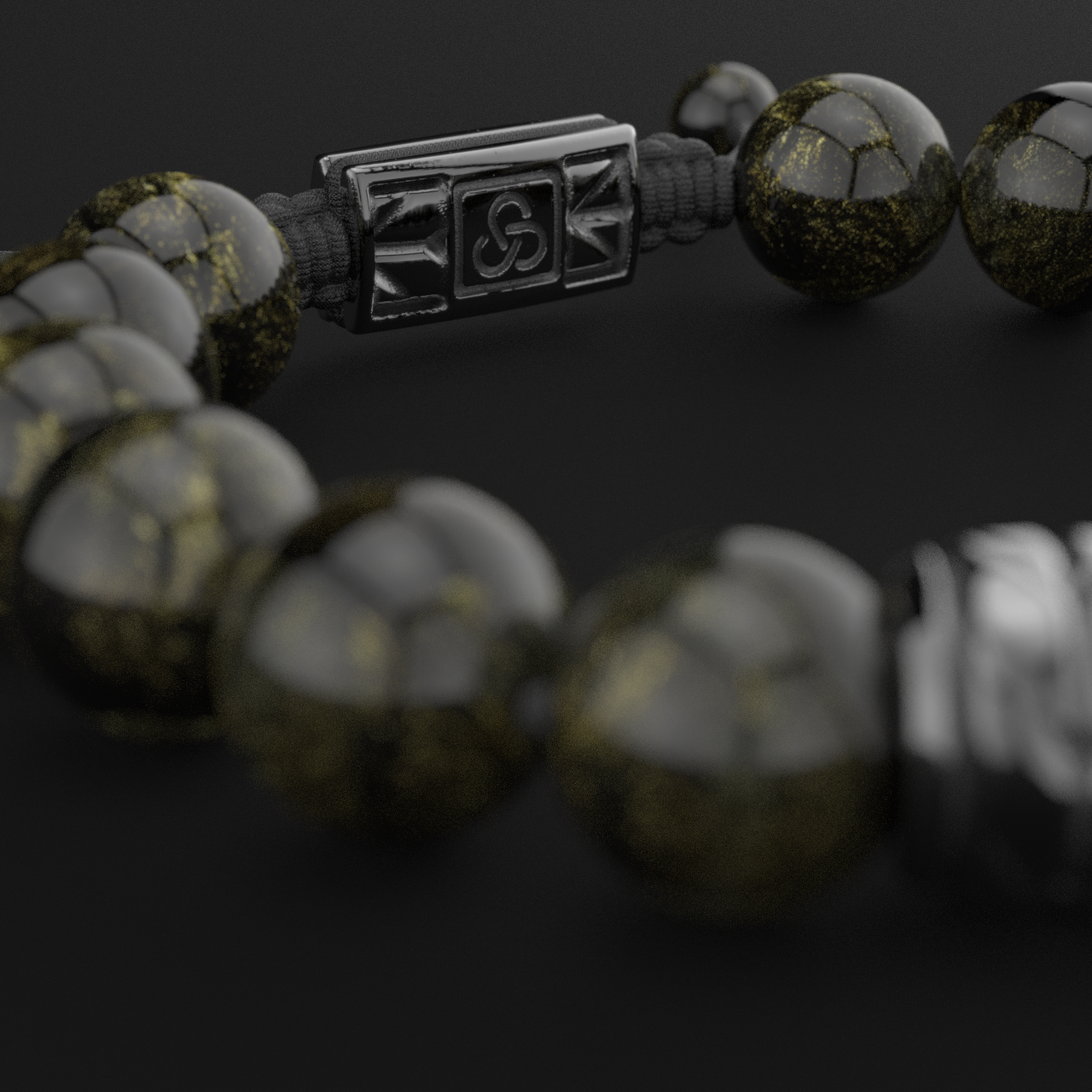 Obsidian Bracelet 12mm | Woven