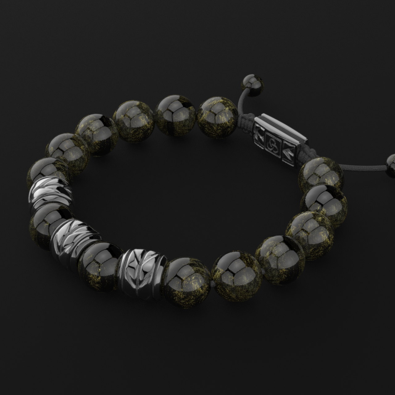 Obsidian Bracelet 12mm | Woven