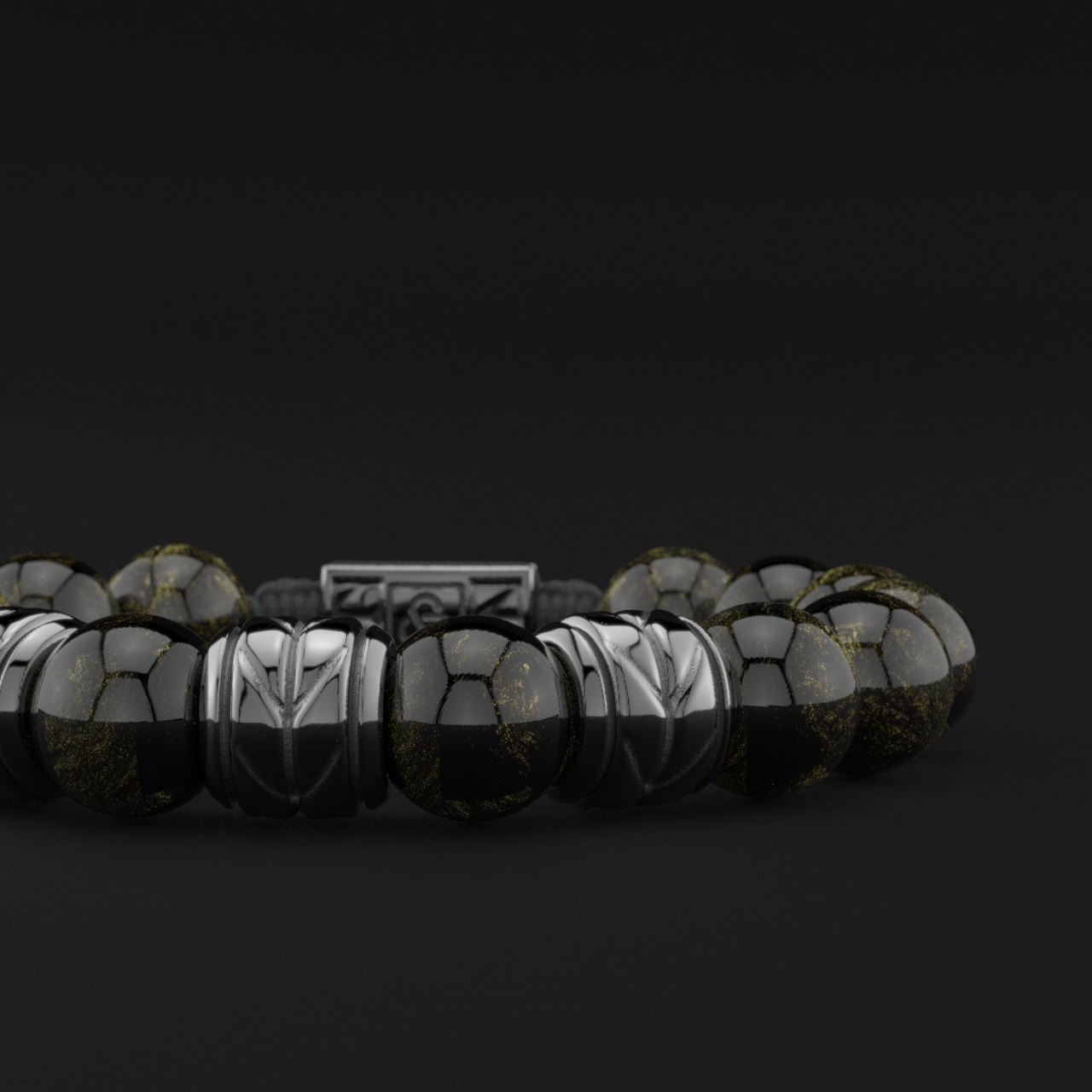 Obsidian Bracelet 12mm | Woven