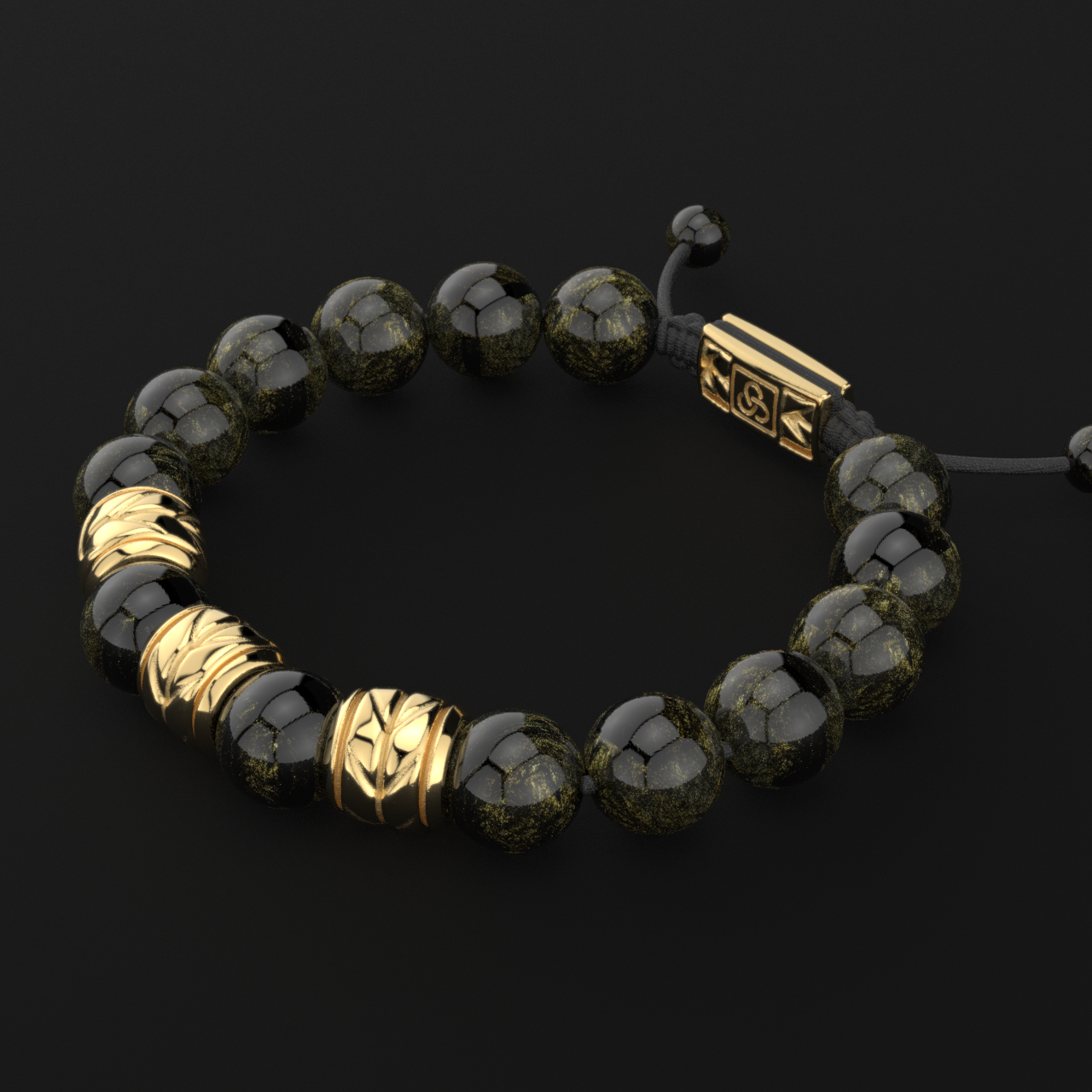 Obsidian Bracelet 12mm | Woven