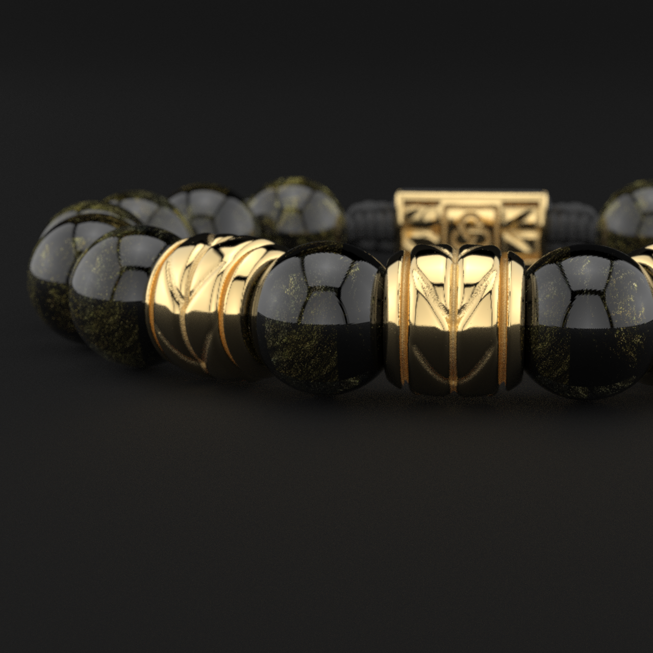 Obsidian Bracelet 12mm | Woven