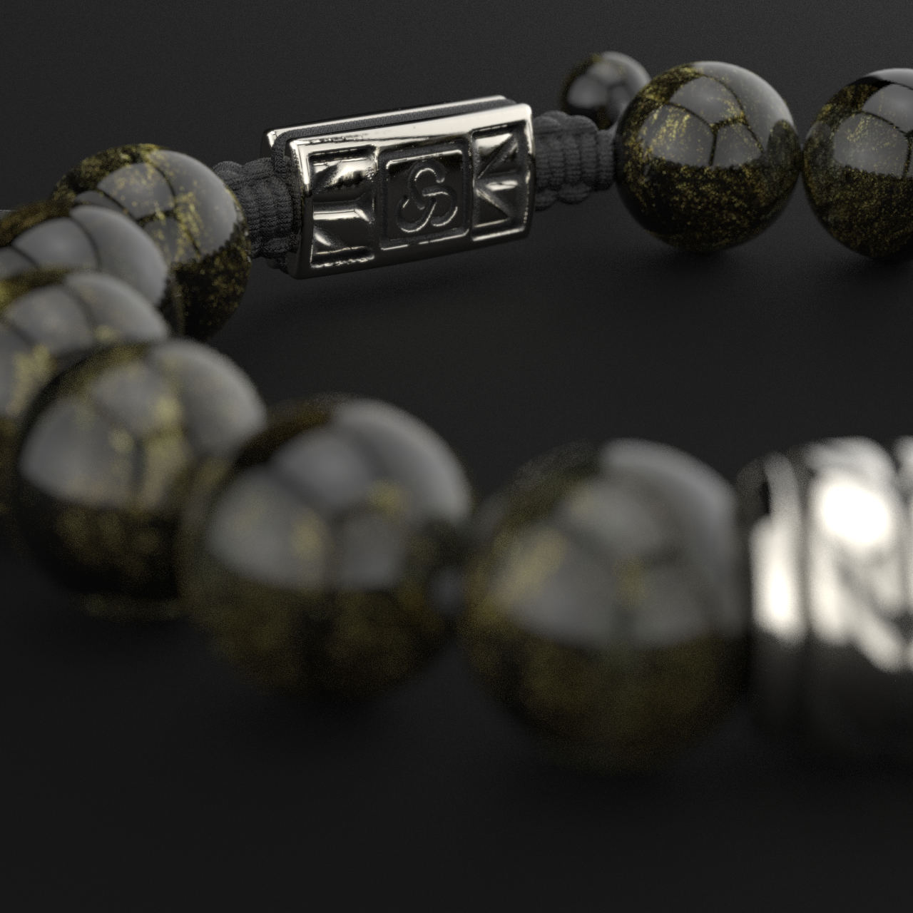 Obsidian Bracelet 12mm | Woven