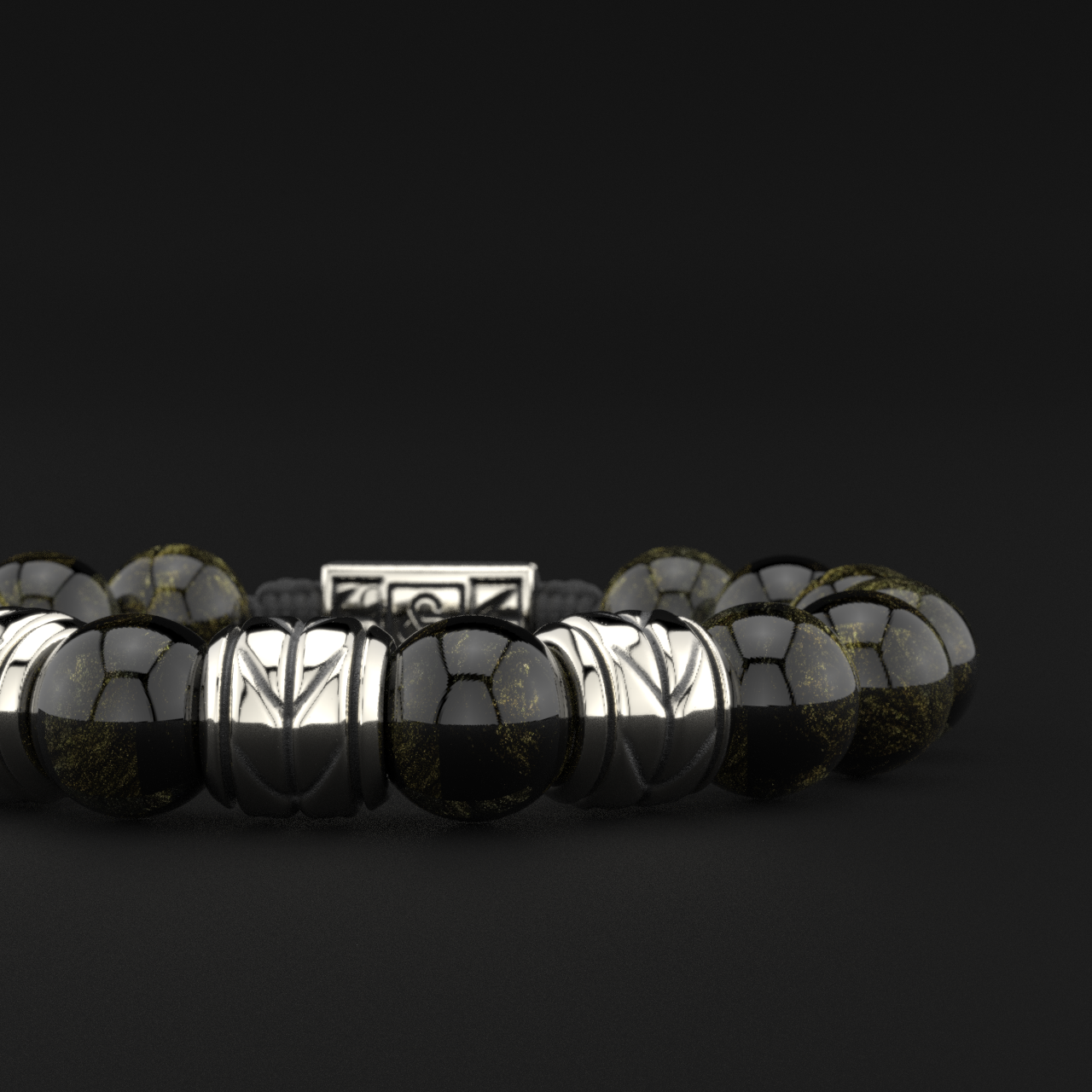 Obsidian Bracelet 12mm | Woven