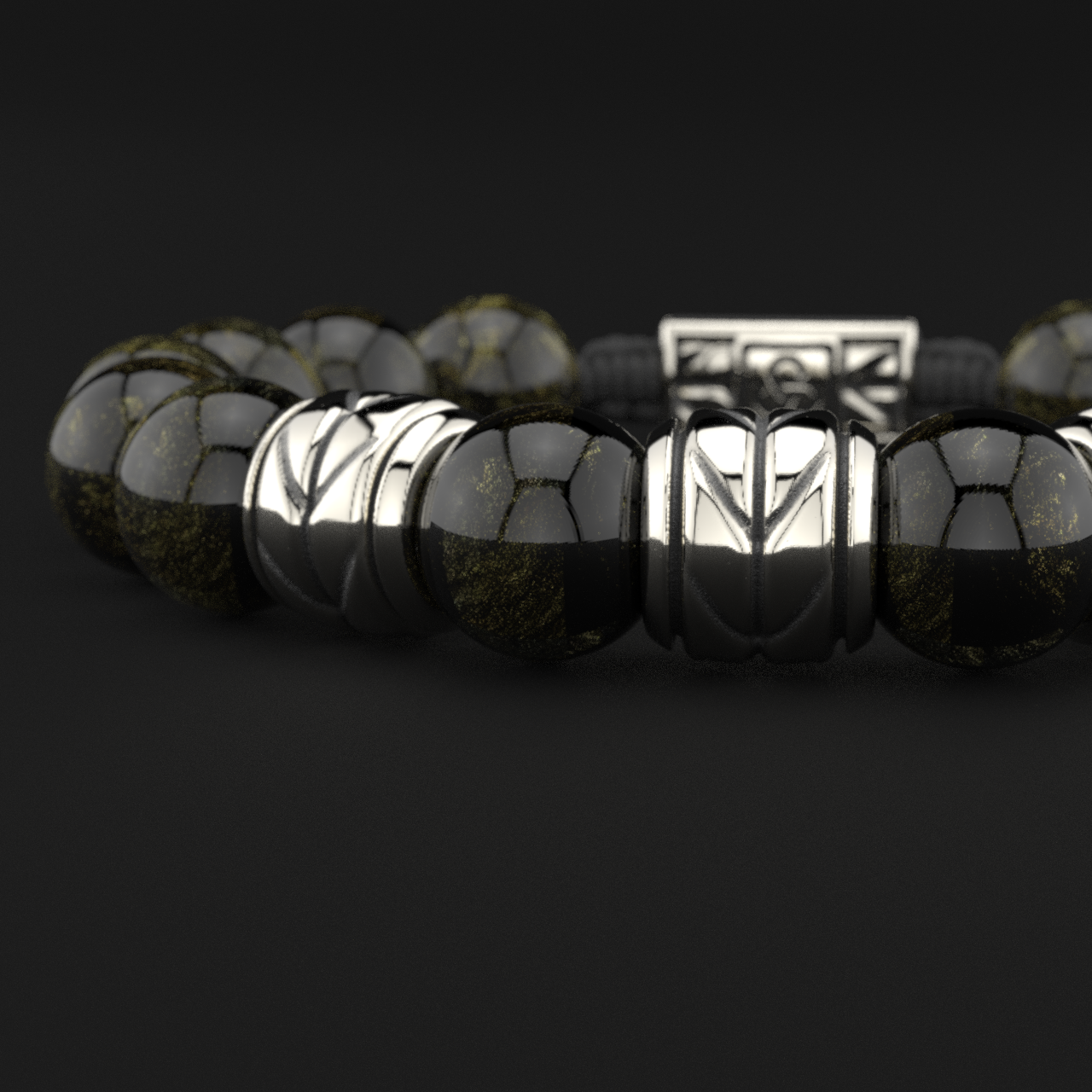 Obsidian Bracelet 12mm | Woven