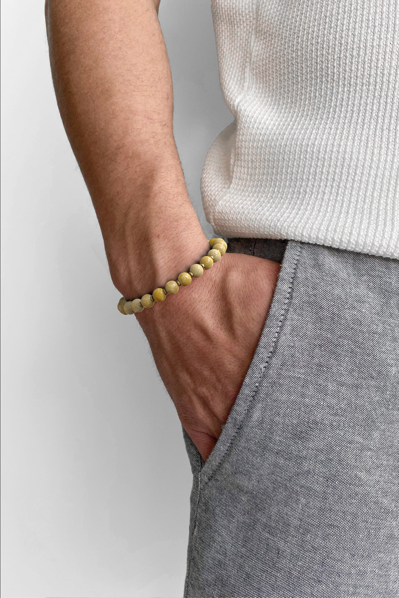 Yellow Jade Bracelet 8mm | Prayer