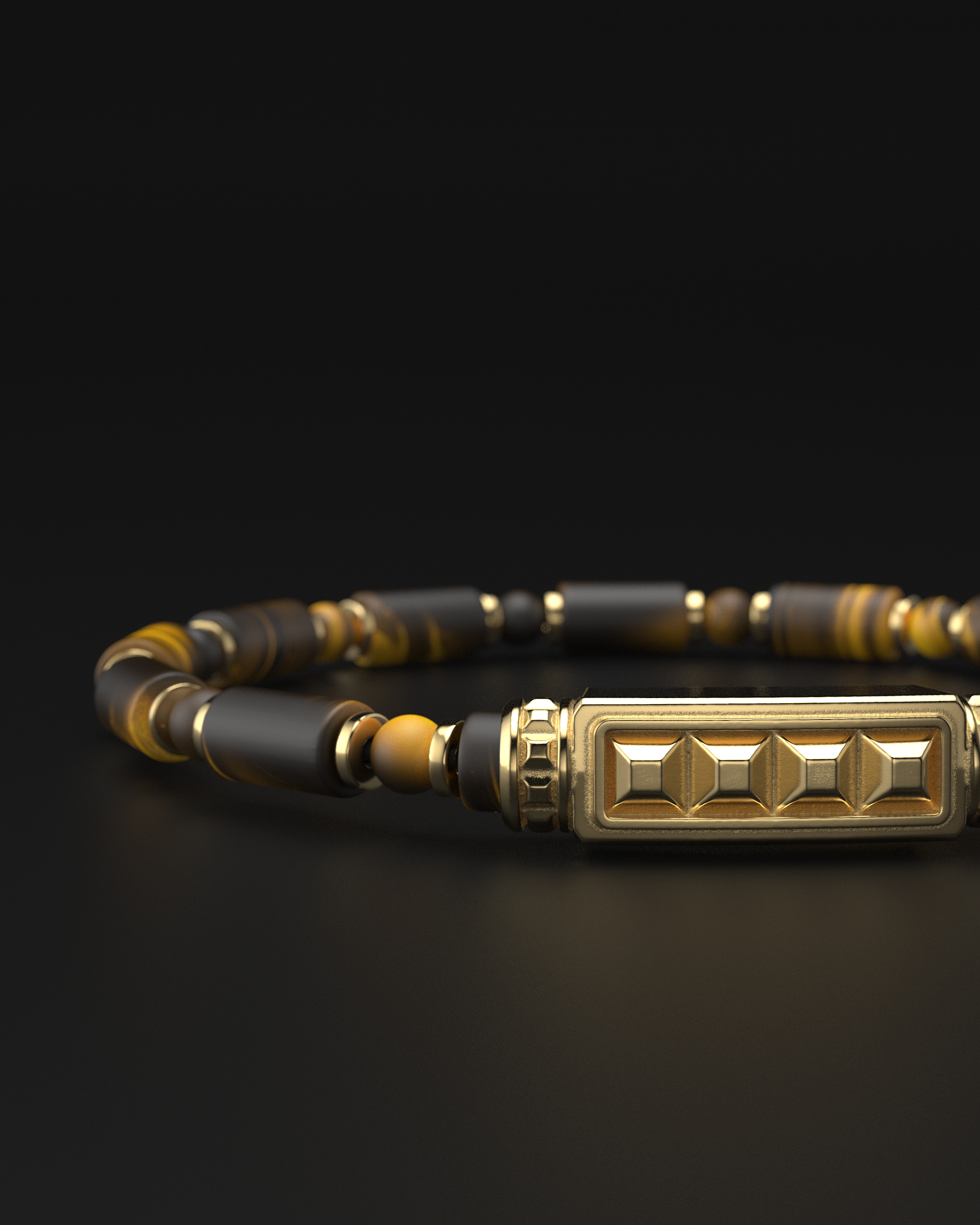 Tiger Eye Matte Pyramid Bracelet 5mm | Pype