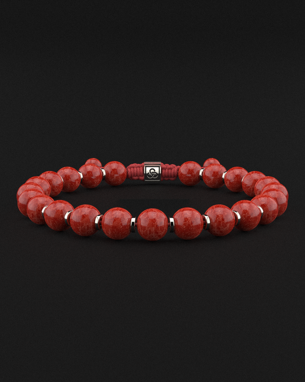 Red Coral Jade Bracelet 8mm | Prayer