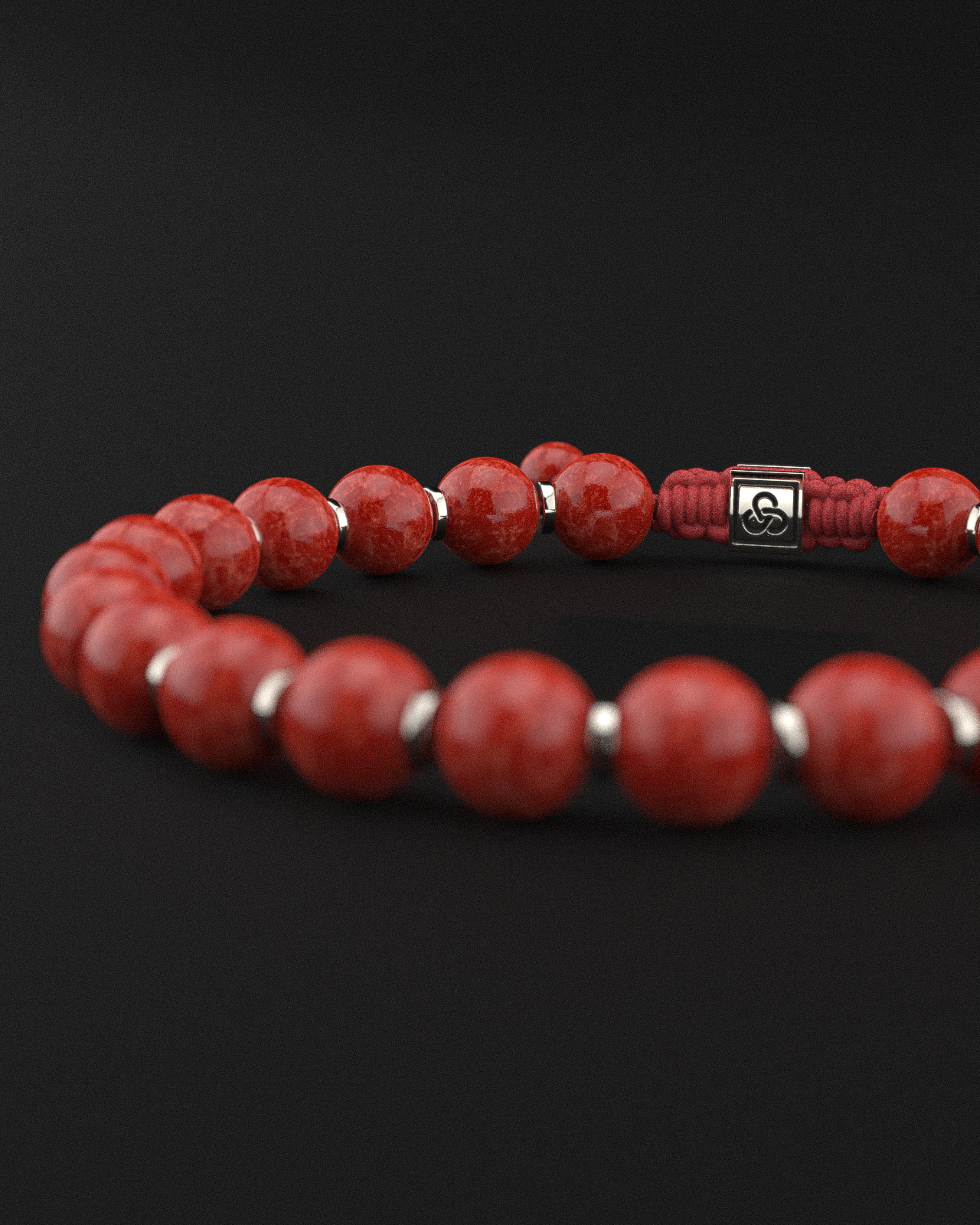 Red Coral Jade Bracelet 8mm | Prayer