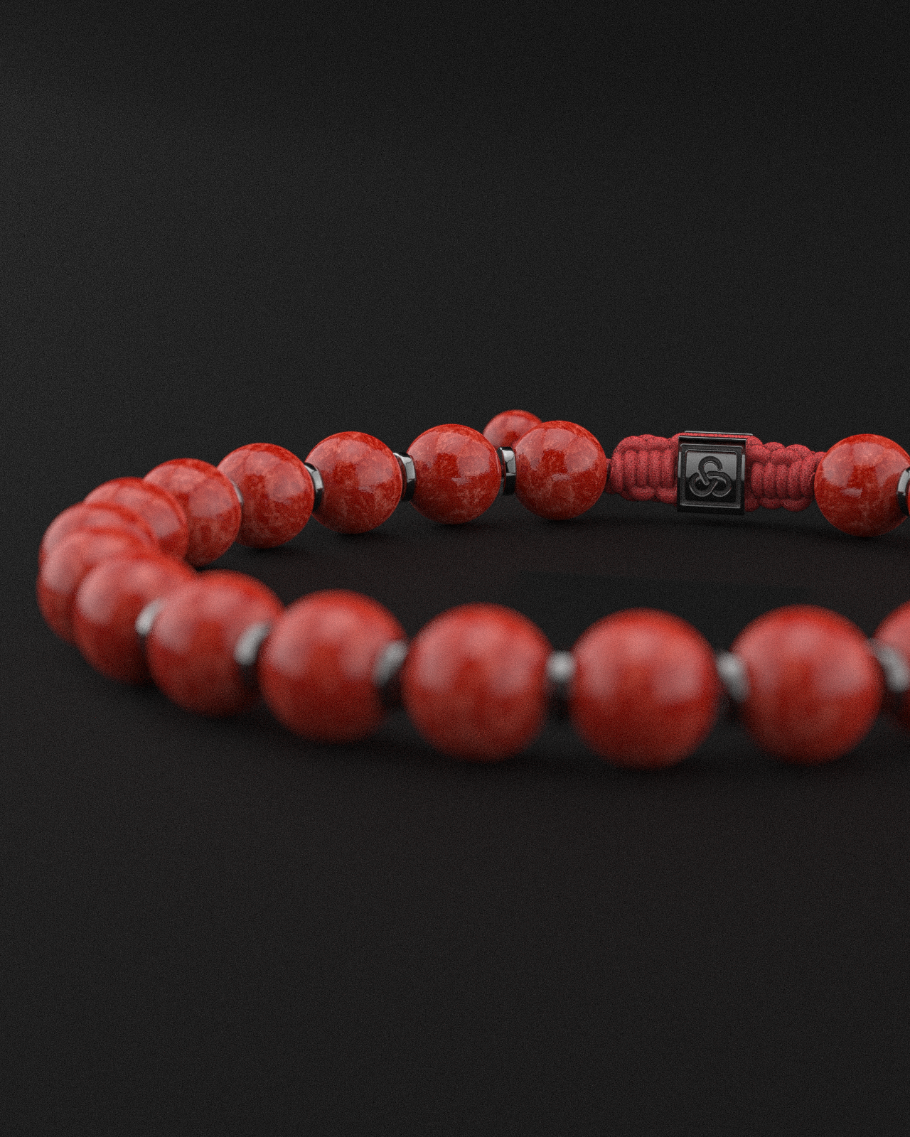 Red Coral Jade Bracelet 8mm | Prayer