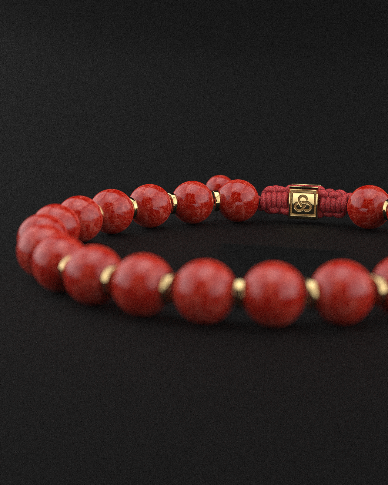 Red Coral Jade Bracelet 8mm | Prayer