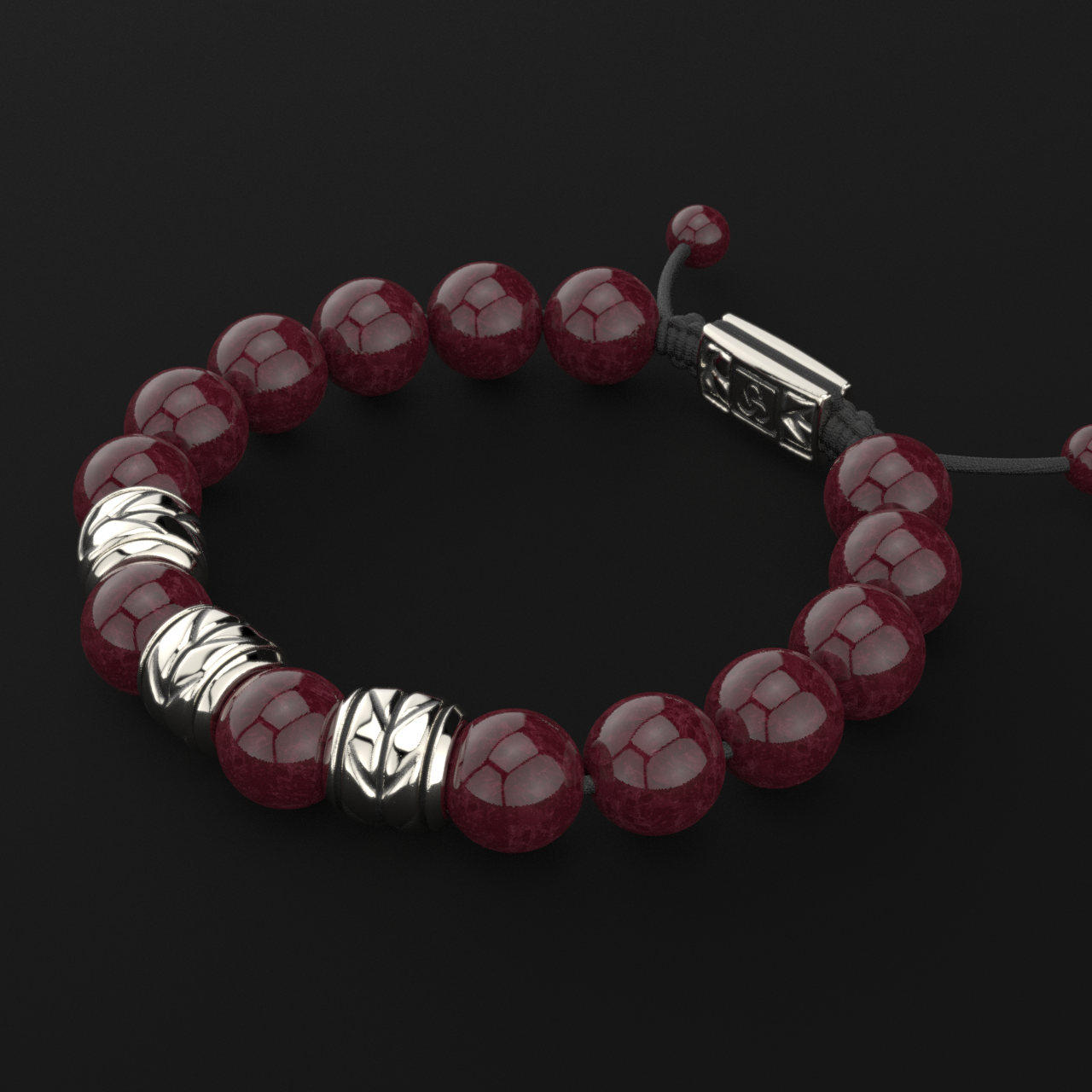 Red Garnet Bracelet 12mm | Woven