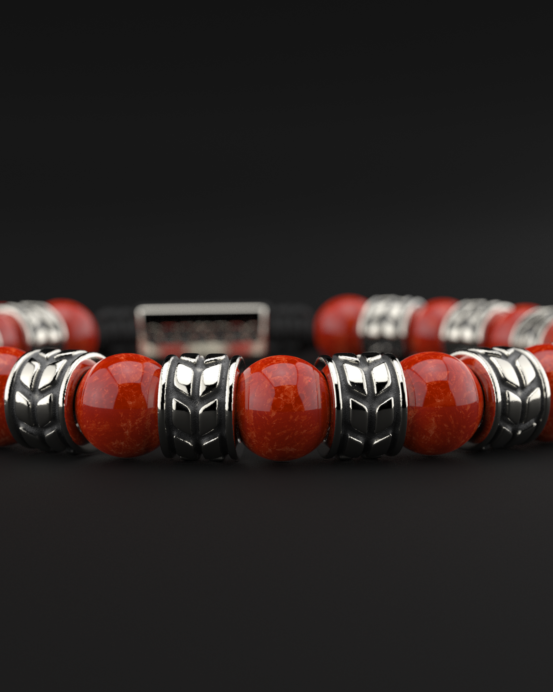 2BUTY メタルブレスレット ブラック レッド Red-Jade-Bracelet-8mm-Royale-8
