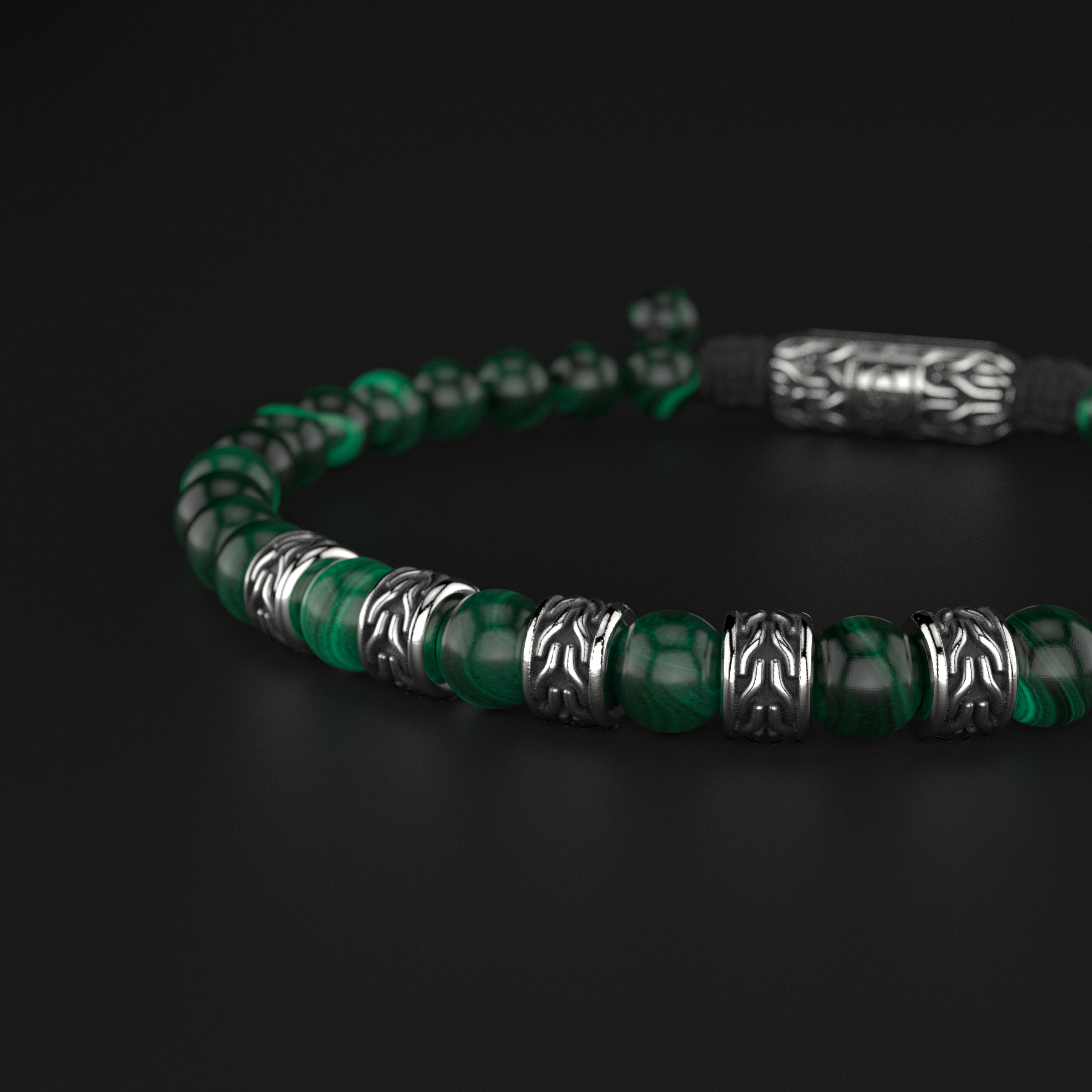 Green Malachite Bracelet 6mm | Snake